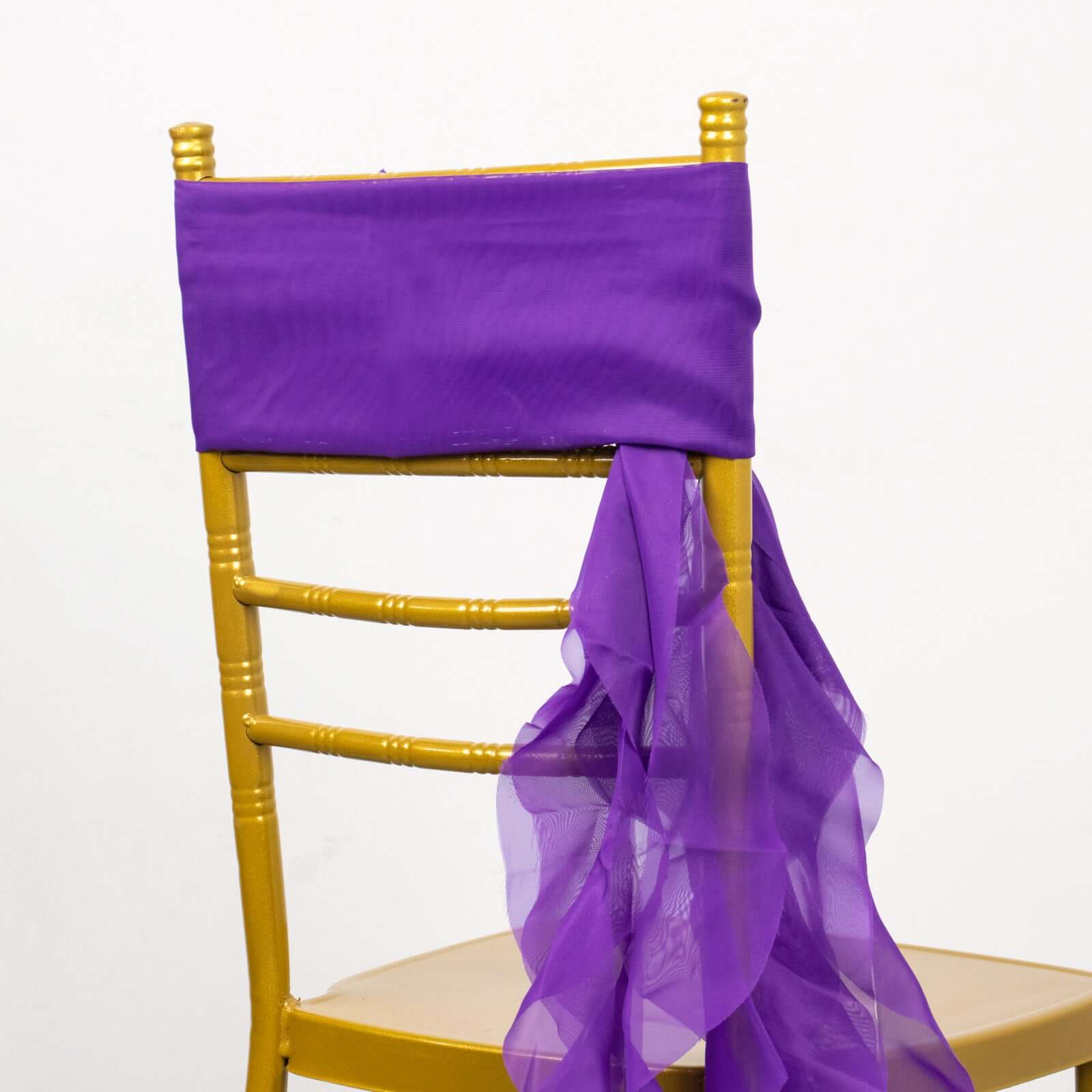 Chiffon Chair Sash with Curly Design Purple - Stylish Chair Decorations