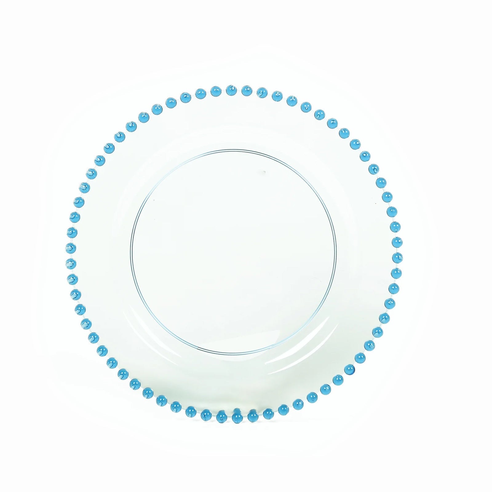 10-Pack Transparent Dusty Blue Plastic Dessert Plates – 8" Round with Beaded Rim, Disposable for Parties & Events