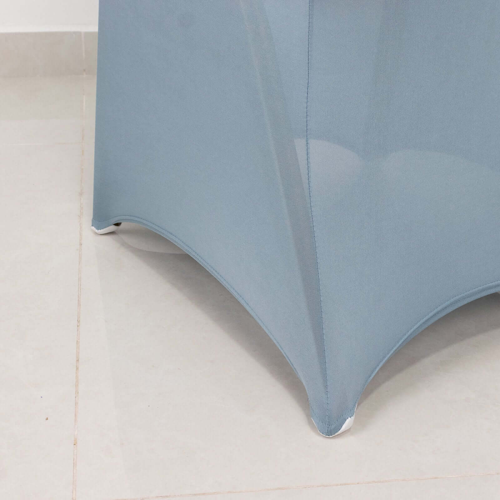 Spandex Chair Cover with Silver Rhinestone Buckled Sash Band Dusty Blue - Stretch Fitted Slipcover