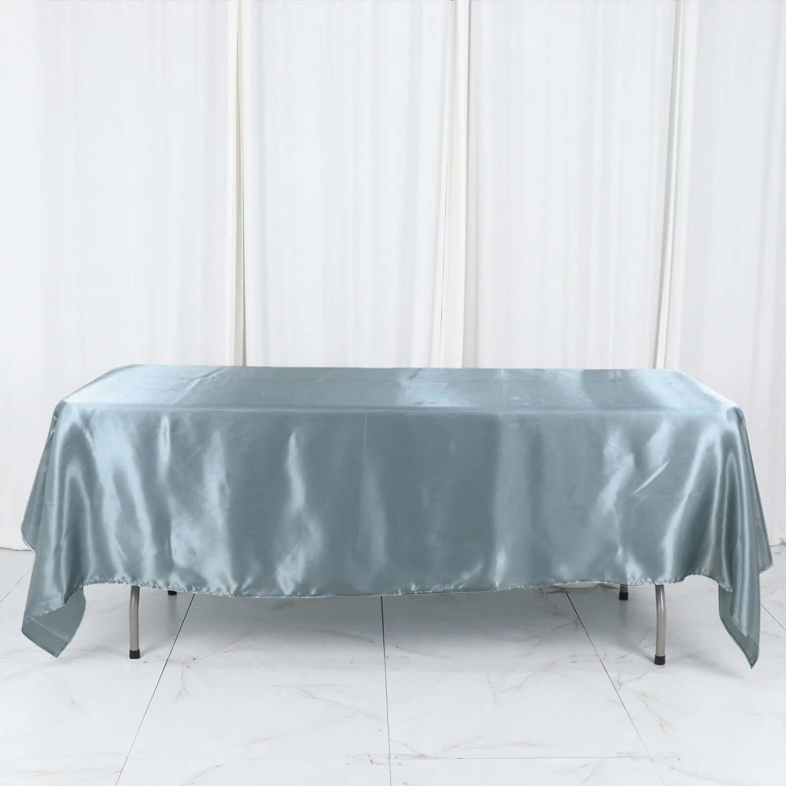 Satin Rectangular 60"x102" Tablecloth Dusty Blue - Smooth and Lustrous Table Cover
