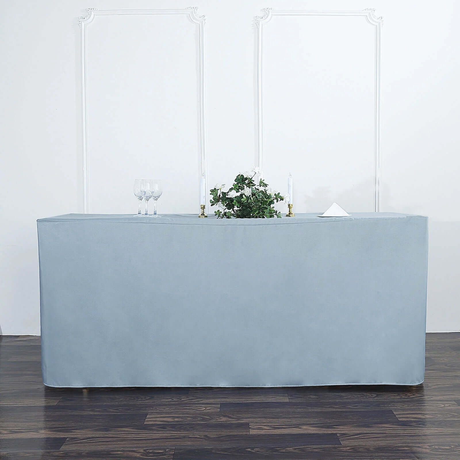 Fitted Polyester 72"x30" Rectangle Tablecloth Dusty Blue - Durable Table Cover