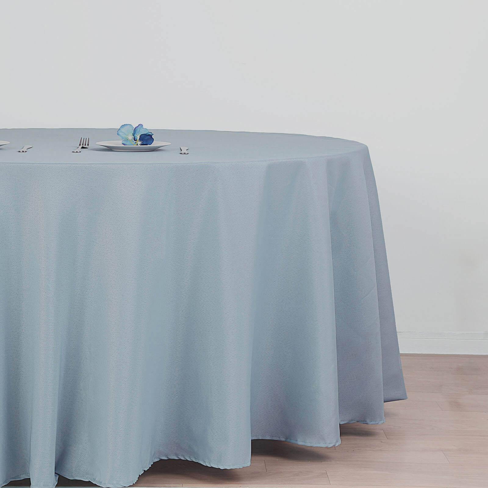 Polyester 120" Round Tablecloth Dusty Blue - Seamless Wrinkle-Resistant Table Cover