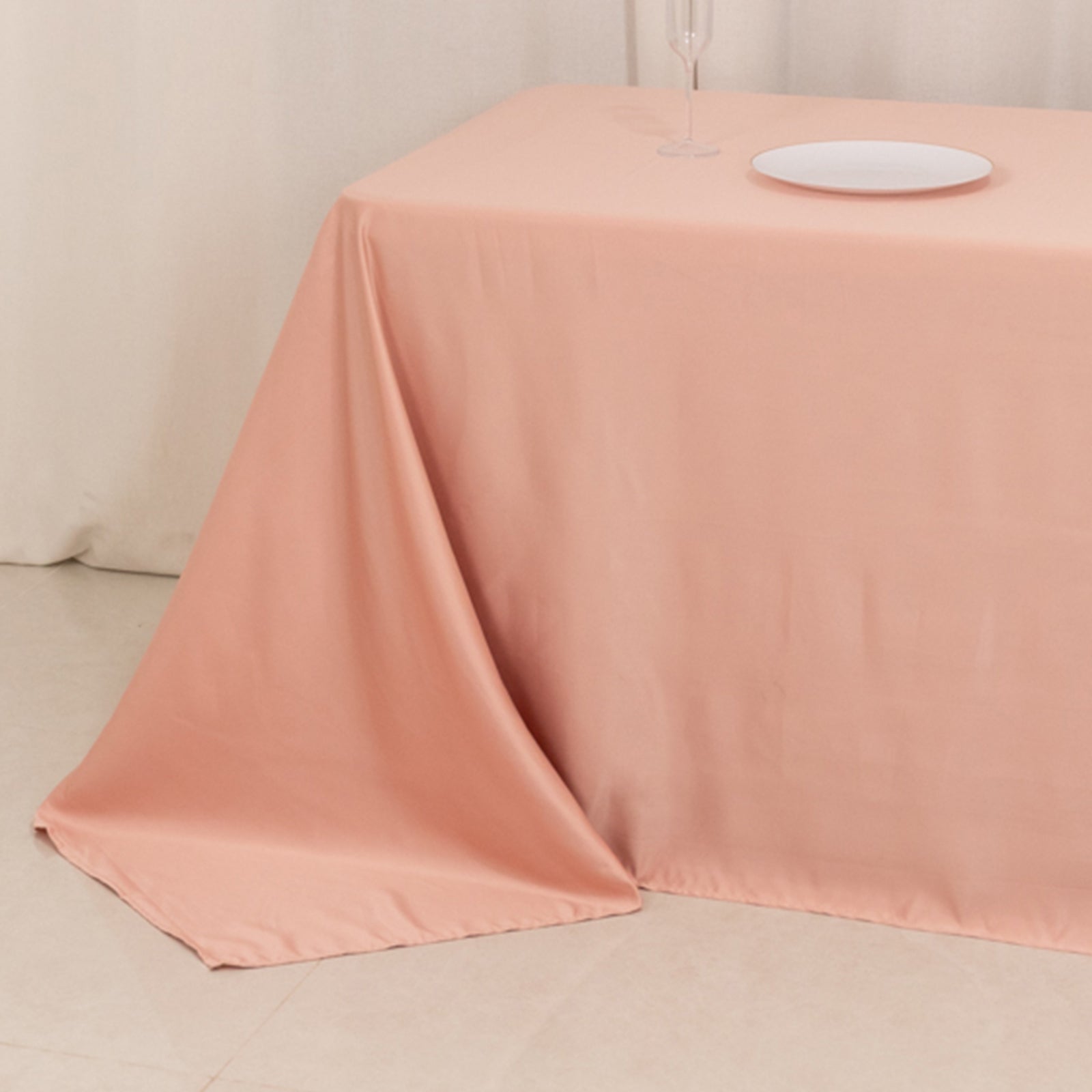 Lamour Satin 90"x156" Rectangle Tablecloth Dusty Rose - Luxurious, Soft Seamless Table Cover
