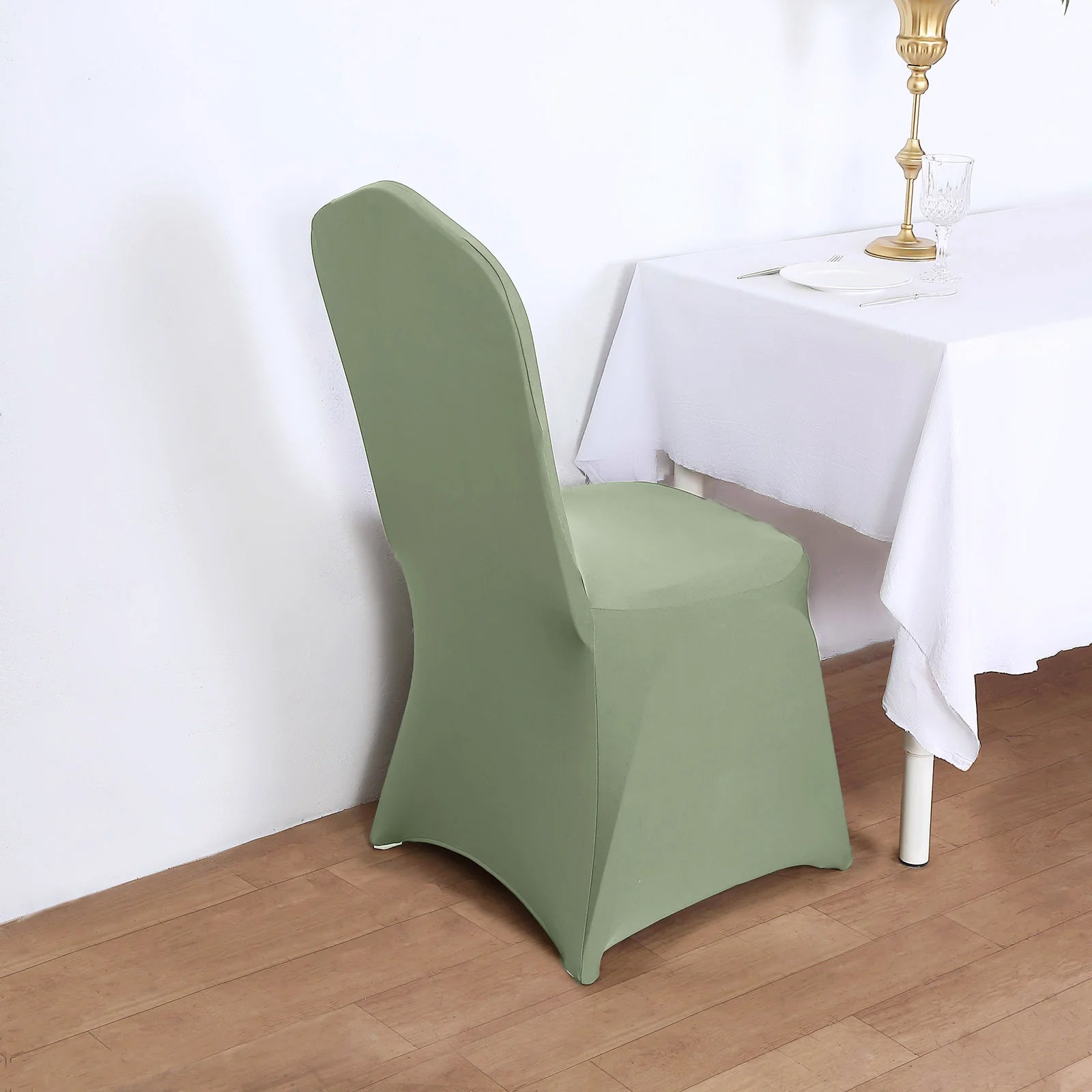 10 Pack Spandex Chair Covers for Banquet Chairs Dusty Sage Green - Durable Reusable Stretch Slip-On Covers