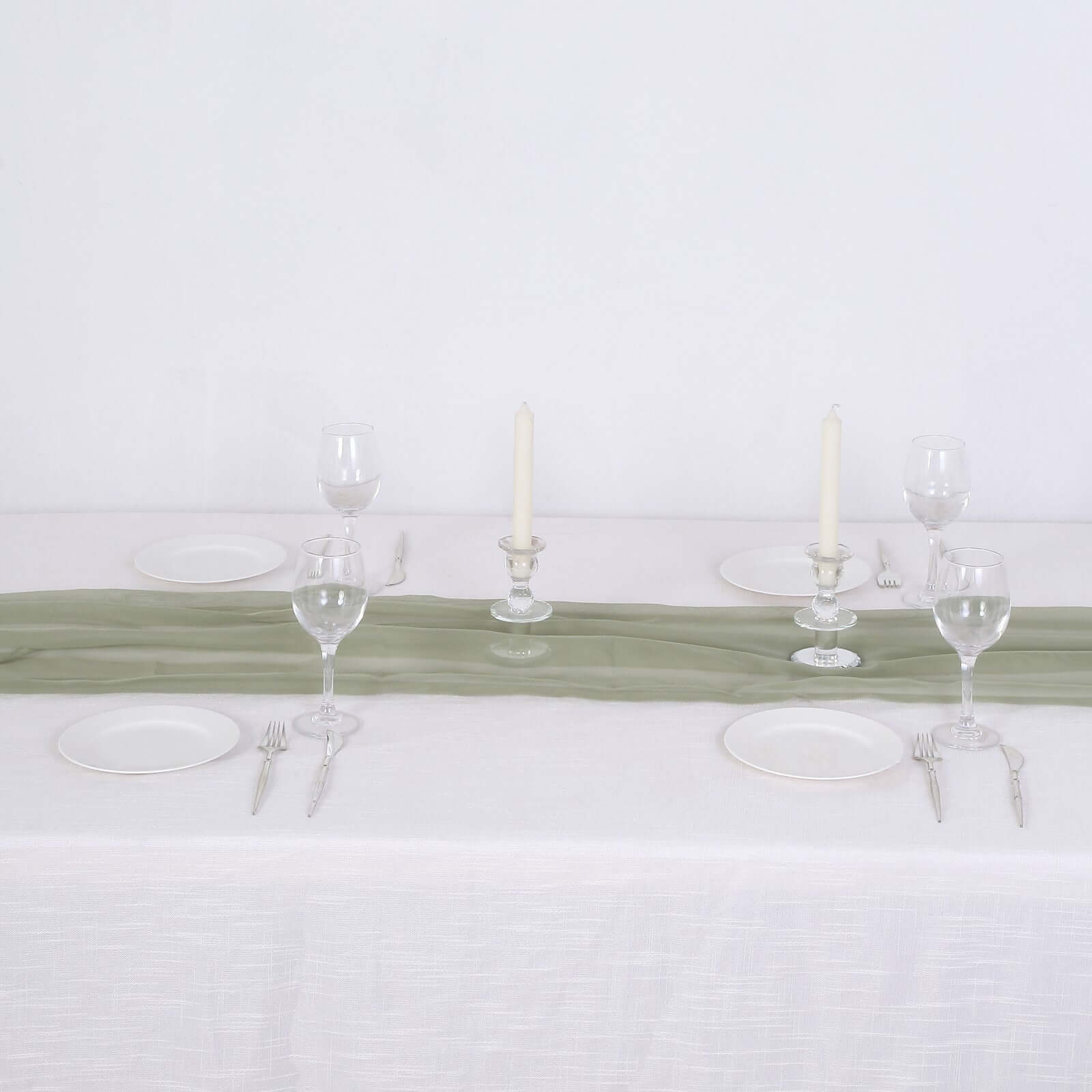 Chiffon 6ft Table Runner Dusty Sage Green - Flowy & Lightweight Table Decor