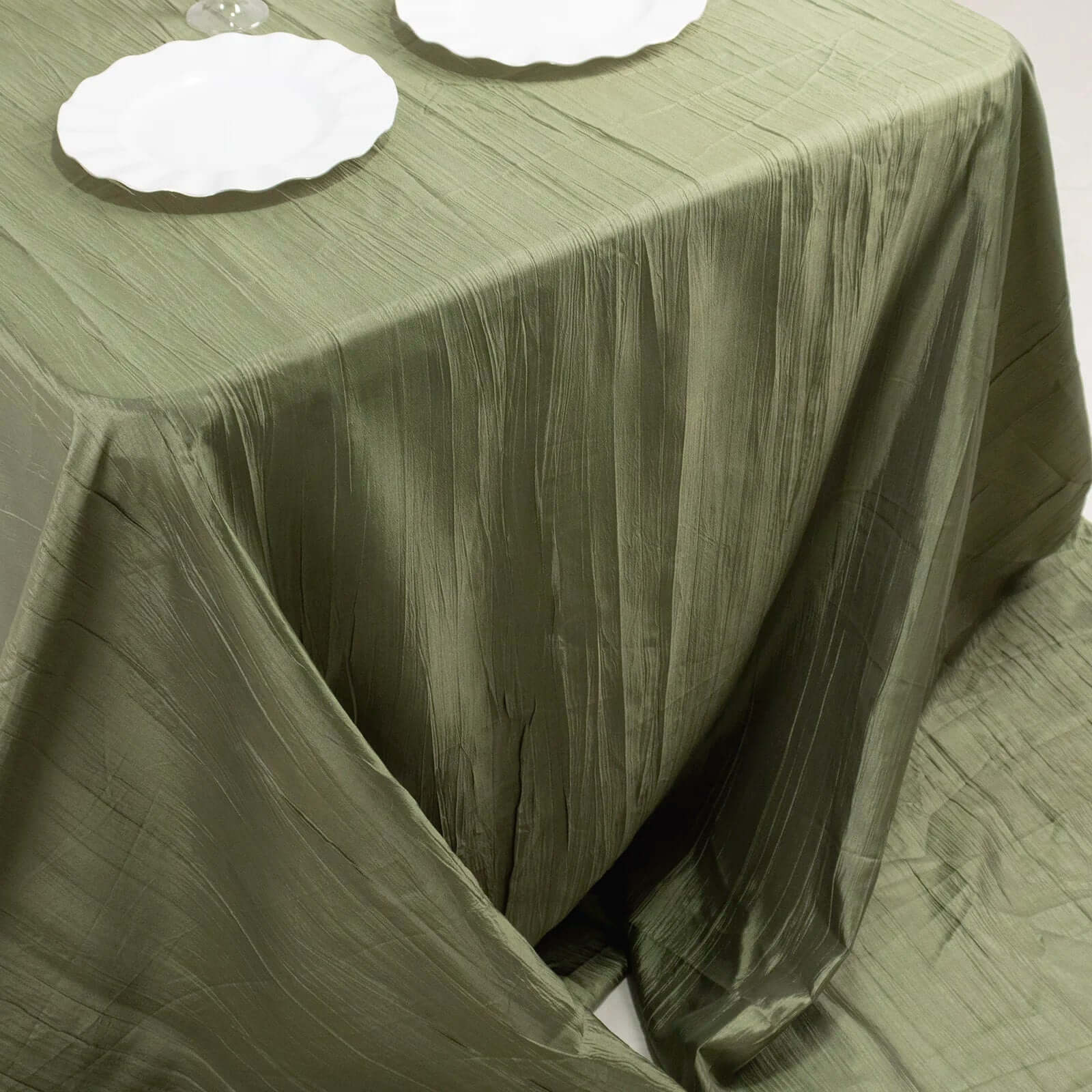 Taffeta 90"x156" Rectangle Tablecloth Dusty Sage Green - Accordion Crinkle Seamless Table Cover
