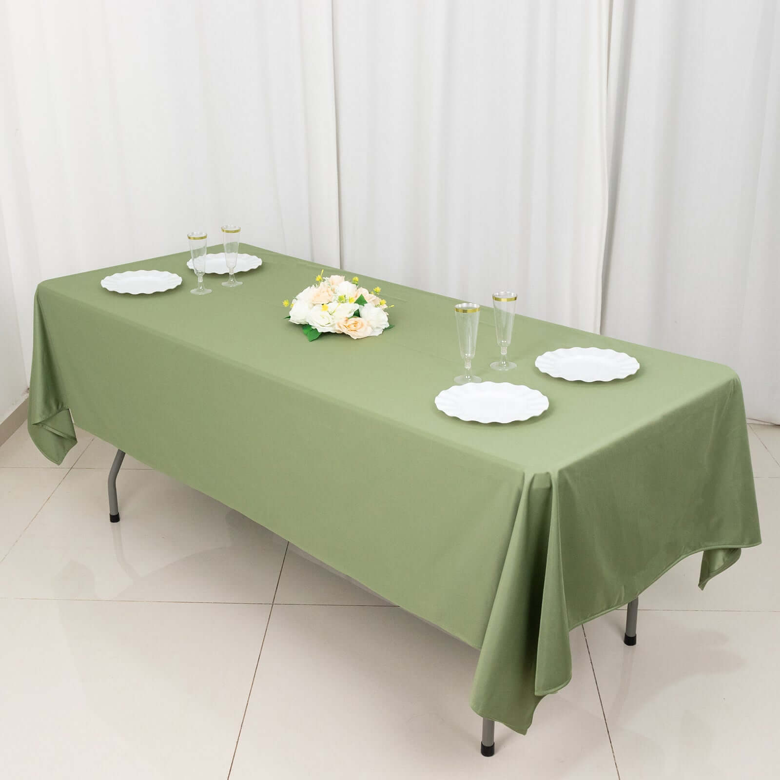 Scuba Rectangular 60"x102" Tablecloth Dusty Sage Green - Wrinkle Free & Stain Resistant Table Cover