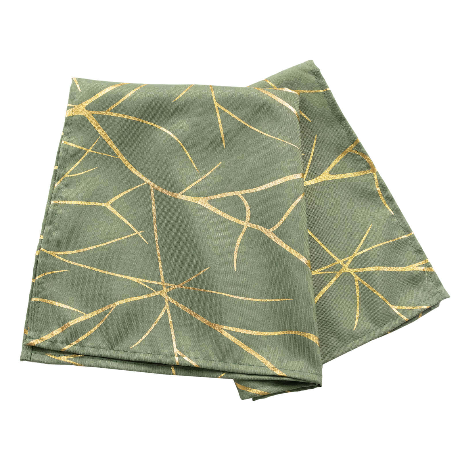 5 Pack Polyester 20"x20" Napkins Dusty Sage Green with Gold Foil Tree Branch Pattern - Modern Wrinkle Resistant Cloth Napkins for Weddings & Parties