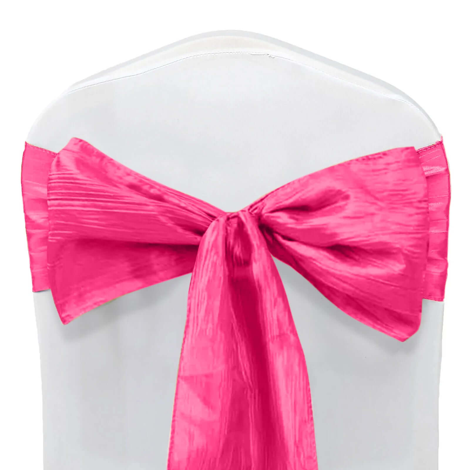 5 Pack Taffeta 6"x106" Chair Sashes Fuchsia Accordion Crinkle Texture - Stylish Decor for Weddings & Gatherings