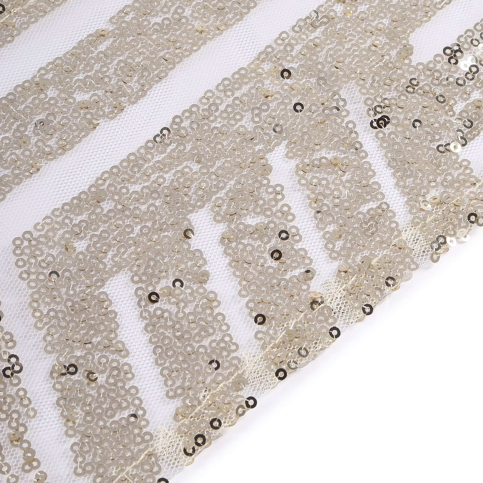 5 Pack Glitz Sequin Chair Sashes with Geometric Diamond Design 6"x88" Champagne