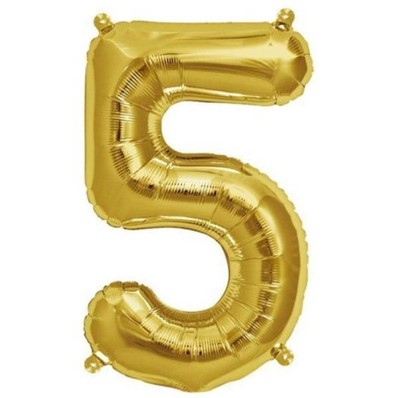 13" Gold Letter & Number Balloons, Shiny Metallic Mylar Foil Alphabet Balloons