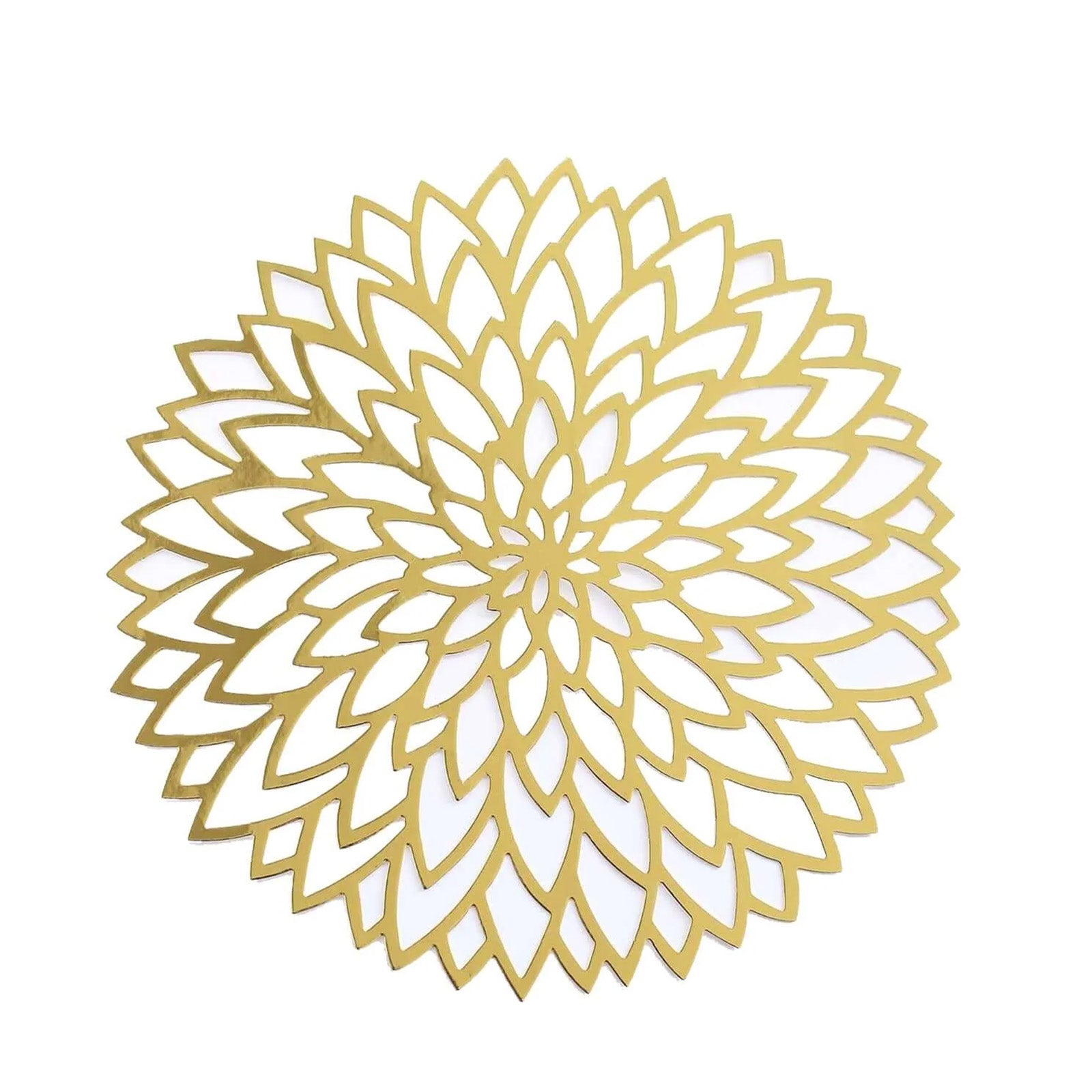 6-Pack Disposable Table Placemats in Metallic Gold with Laser Cut Hibiscus Flower Design - 400GSM Cardboard Placemats for Glamorous Table Decor 13"