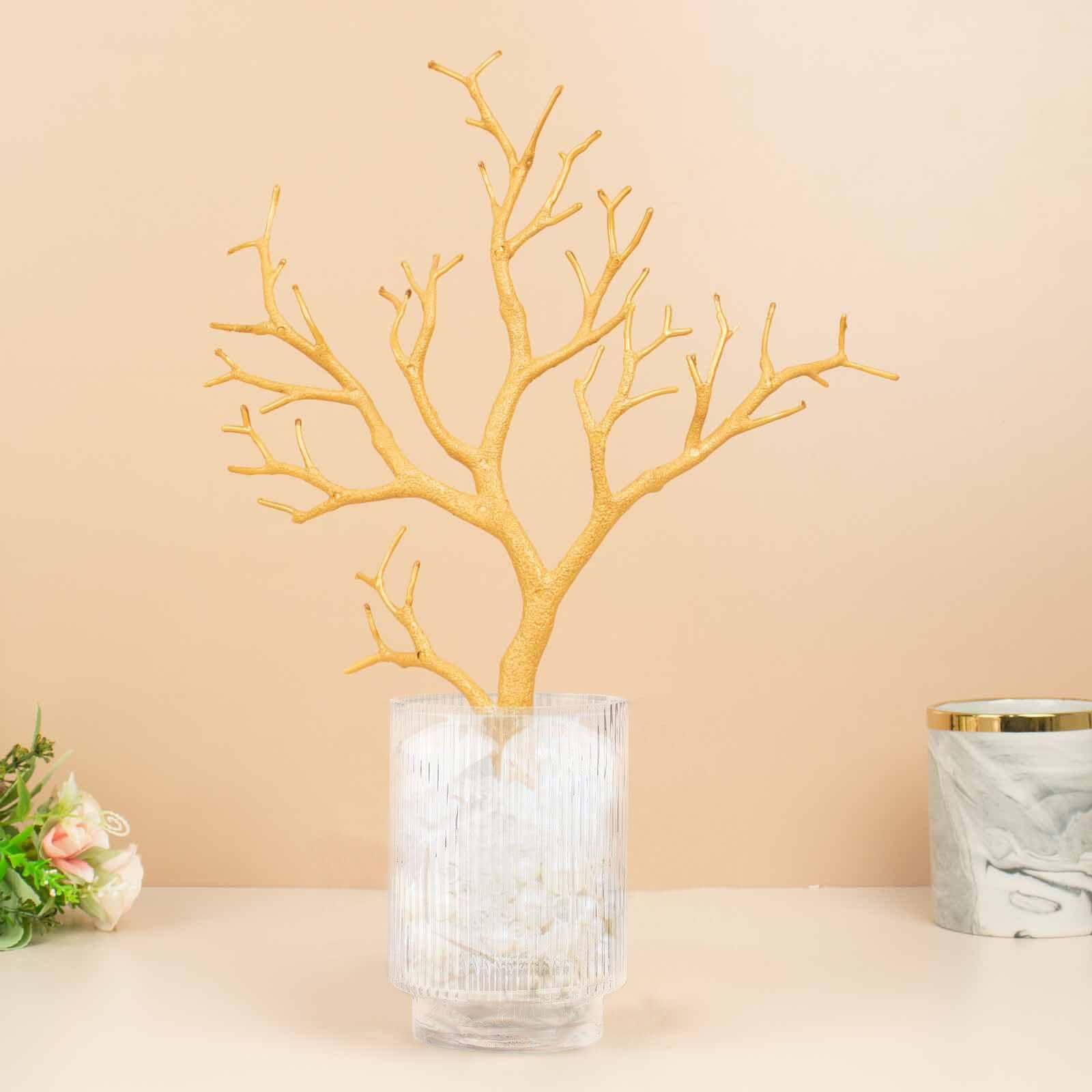 10-Pack Artificial Manzanita Tree Branch Metallic Gold for Vase Filler Home Wedding Centerpiece Ornament 14"