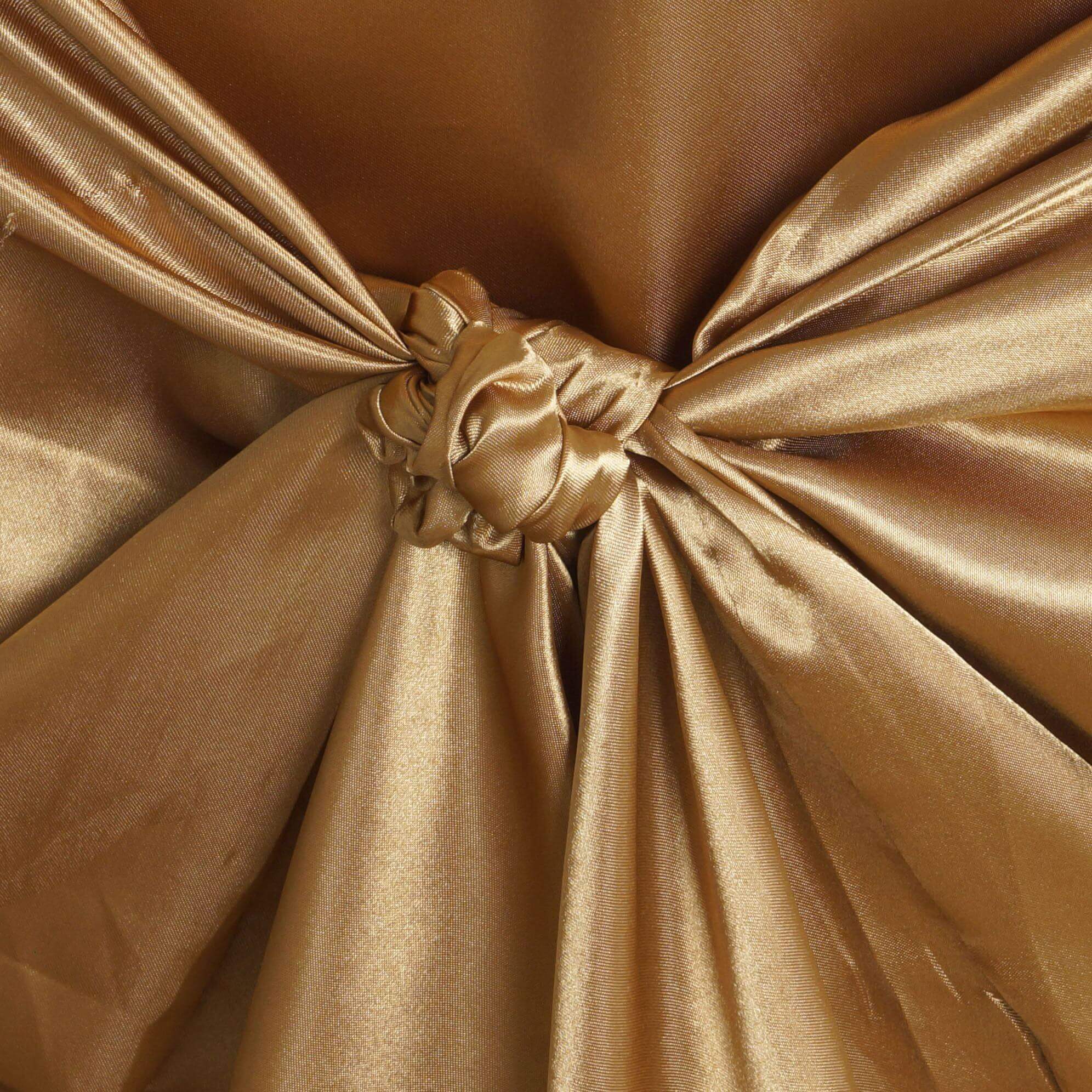 Satin Chair Cover Self-Tie Universal Design Gold - Durable Slip-On Cover for Folding, Dining, Banquet & Standard Chairs