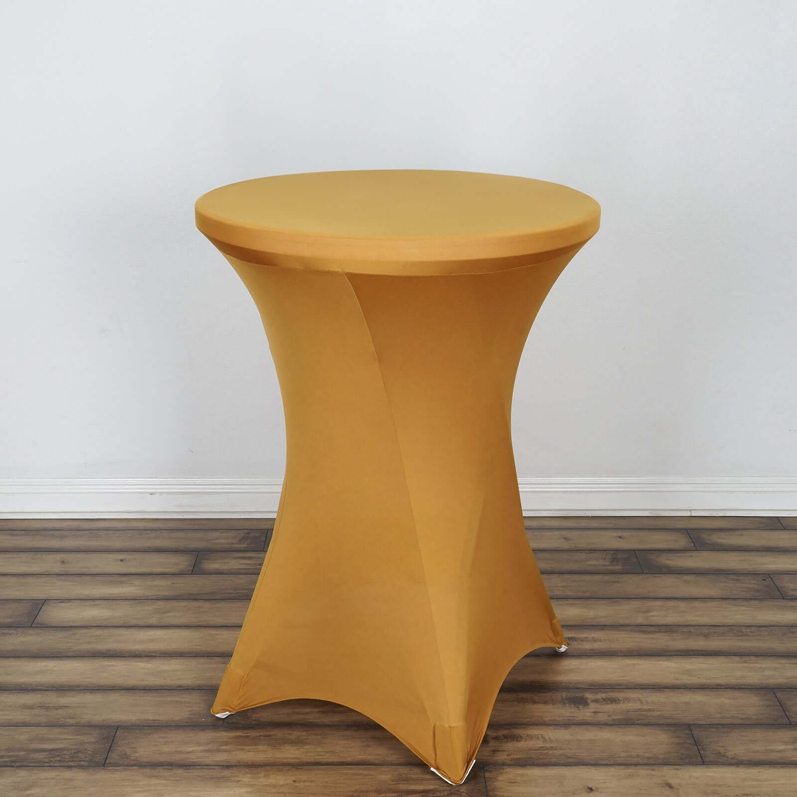 Spandex 30" Round Cocktail Table Cover Gold - Easy to Maintain Stretch Fitted Highboy Tablecloth for Stylish Events