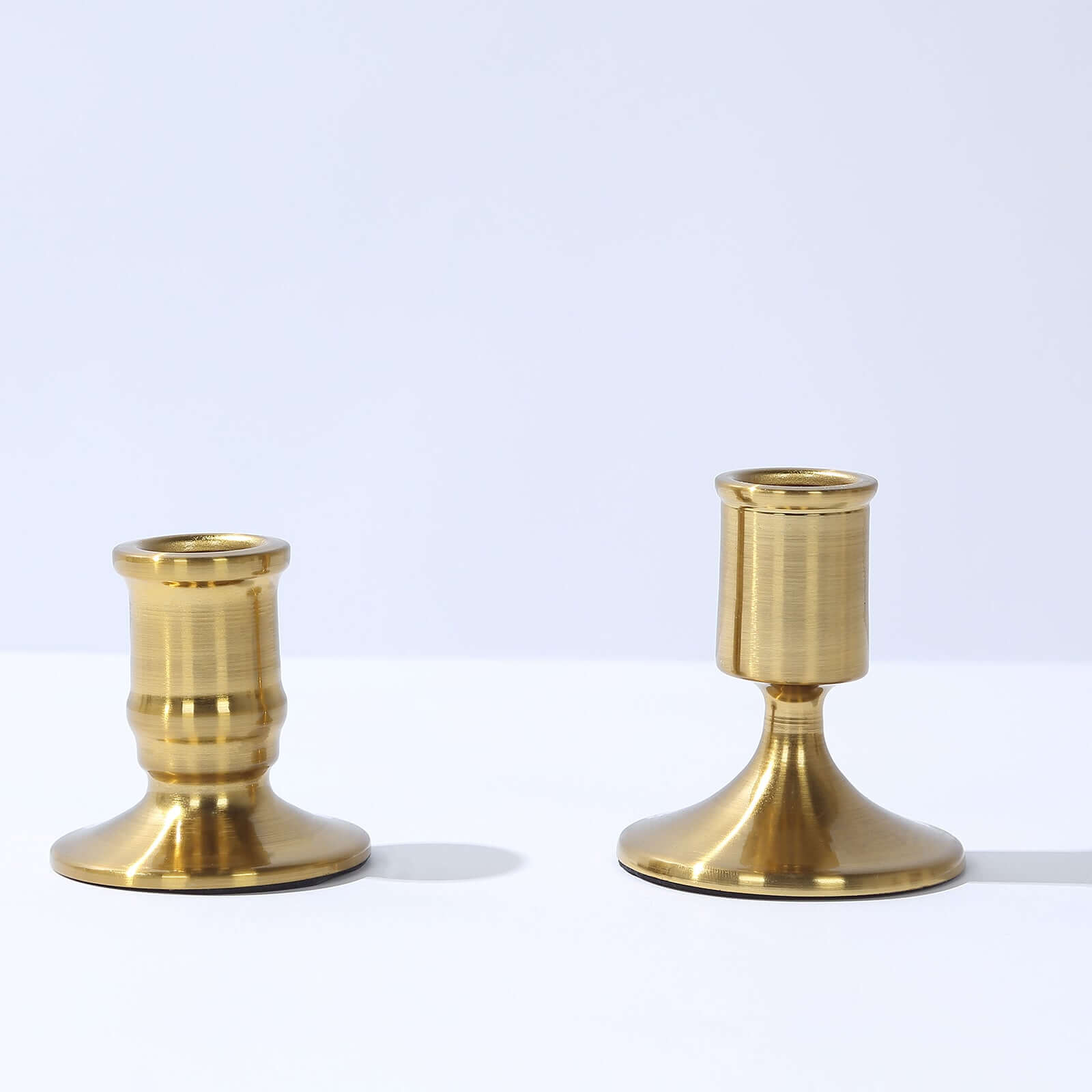Set of 4 Metal Taper Candle Holders Vintage Gold with Sturdy Round Base - Traditional Pillar Candlestick Holders 2.5", 3"