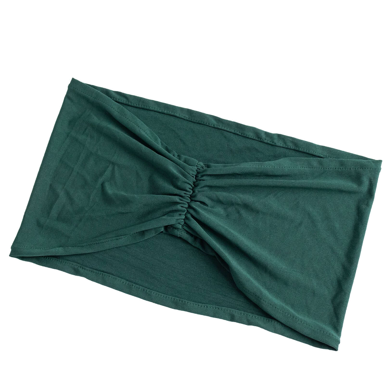 5 Pack Spandex Chair Sashes Hunter Emerald Green Ruffled Style - Wide Easy to Use Stretch Chair Bands 8"x13"