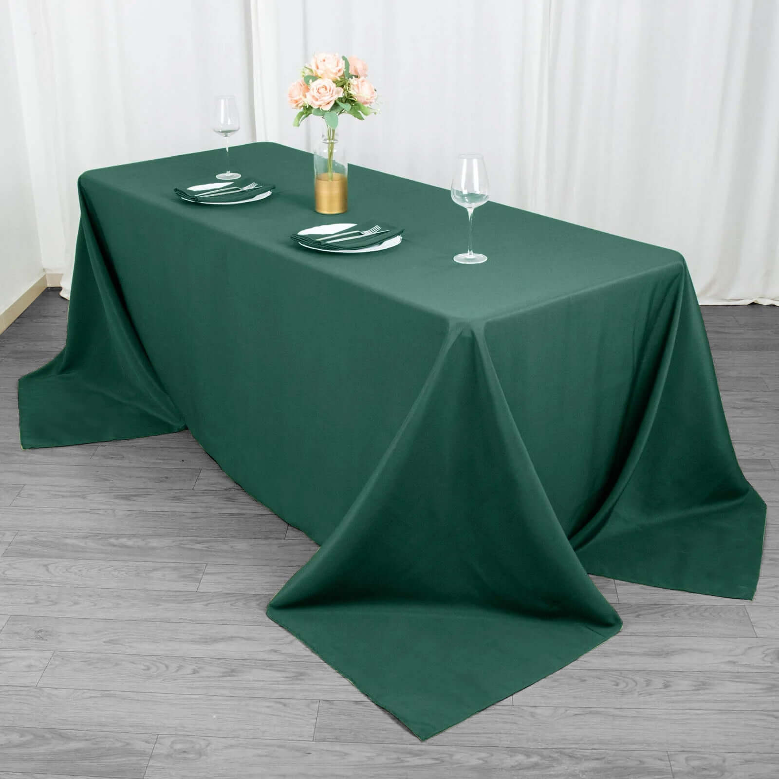 Premium Polyester 90"x132" Rectangle Tablecloth Hunter Emerald Green - Seamless 220GSM Stain-Resistant Design