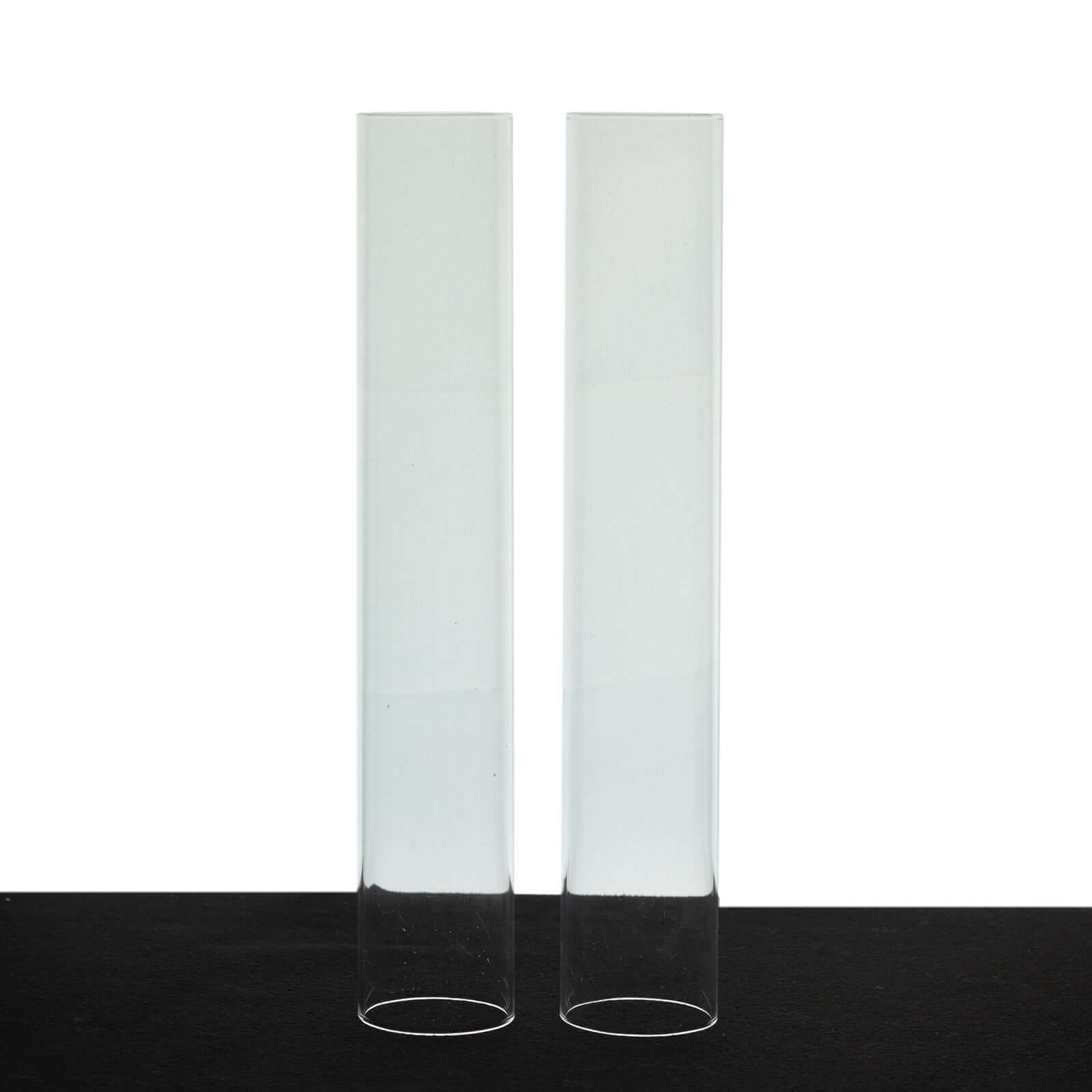 2-Pack Glass Pillar Hurricane Candle Shades - Clear Chimney Tube with 2.25" Wide Open Ends 14"