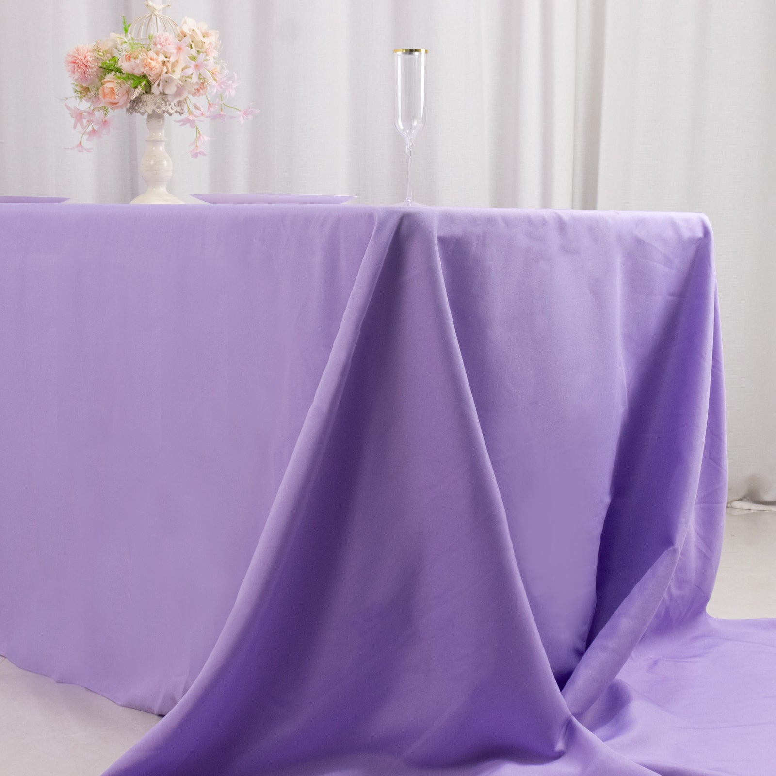Premium Polyester 90"x156" Rectangle Tablecloth Lavender Lilac - Seamless 220GSM Stain-Resistant Table Cover