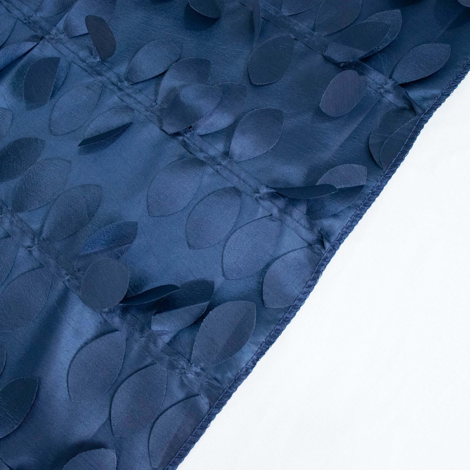Taffeta 72"x72" Table Overlay Square Tablecloth Navy Blue - 3D Leaf Petal Table Cover
