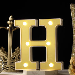 3D Marquee Letter "H" Warm White 6 LED Lights Gold - Chic Light-Up Decor for Events 6"