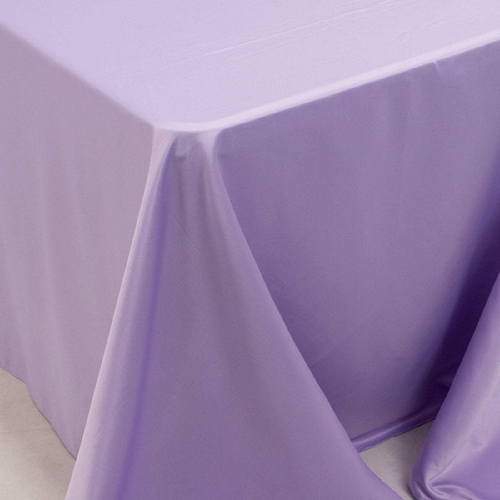 Lamour Satin 90"x156" Rectangle Tablecloth Lavender Lilac - Luxurious, Soft Seamless Table Cover