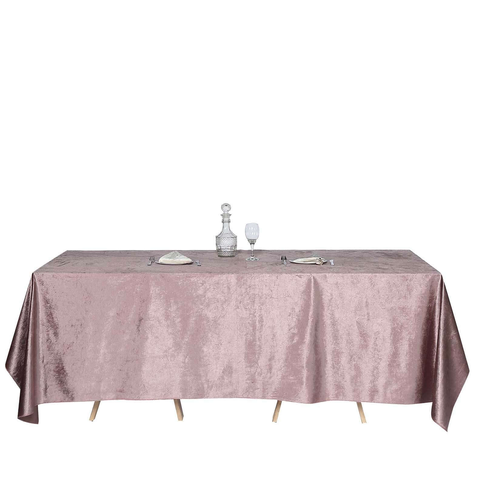 Premium Velvet 90"x132" Rectangle Tablecloth Mauve - Reusable Soft & Seamless Table Cover