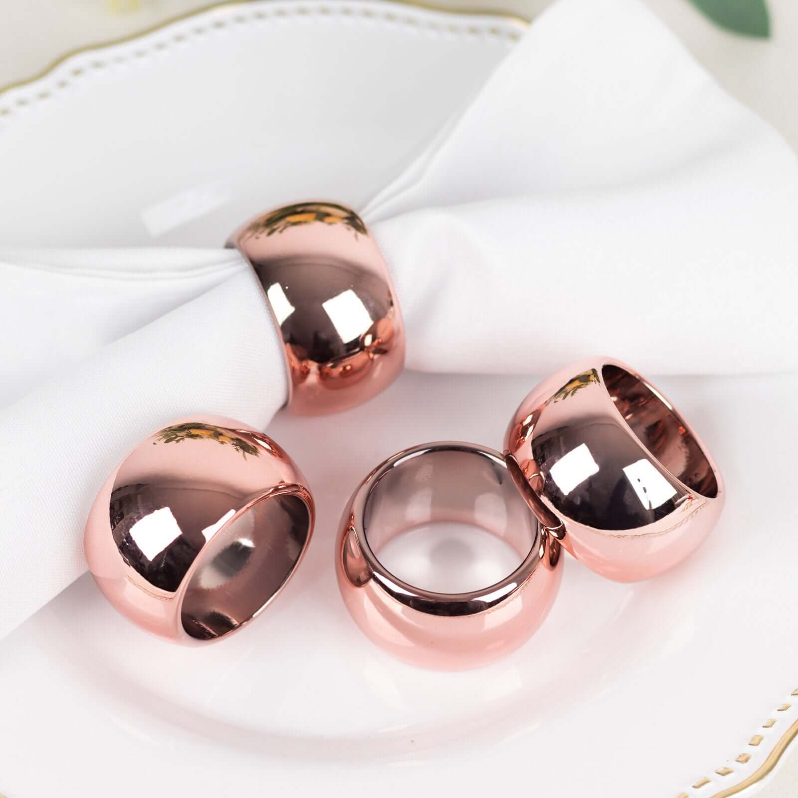 4 Pack Shiny Metallic Blush Acrylic Napkin Rings