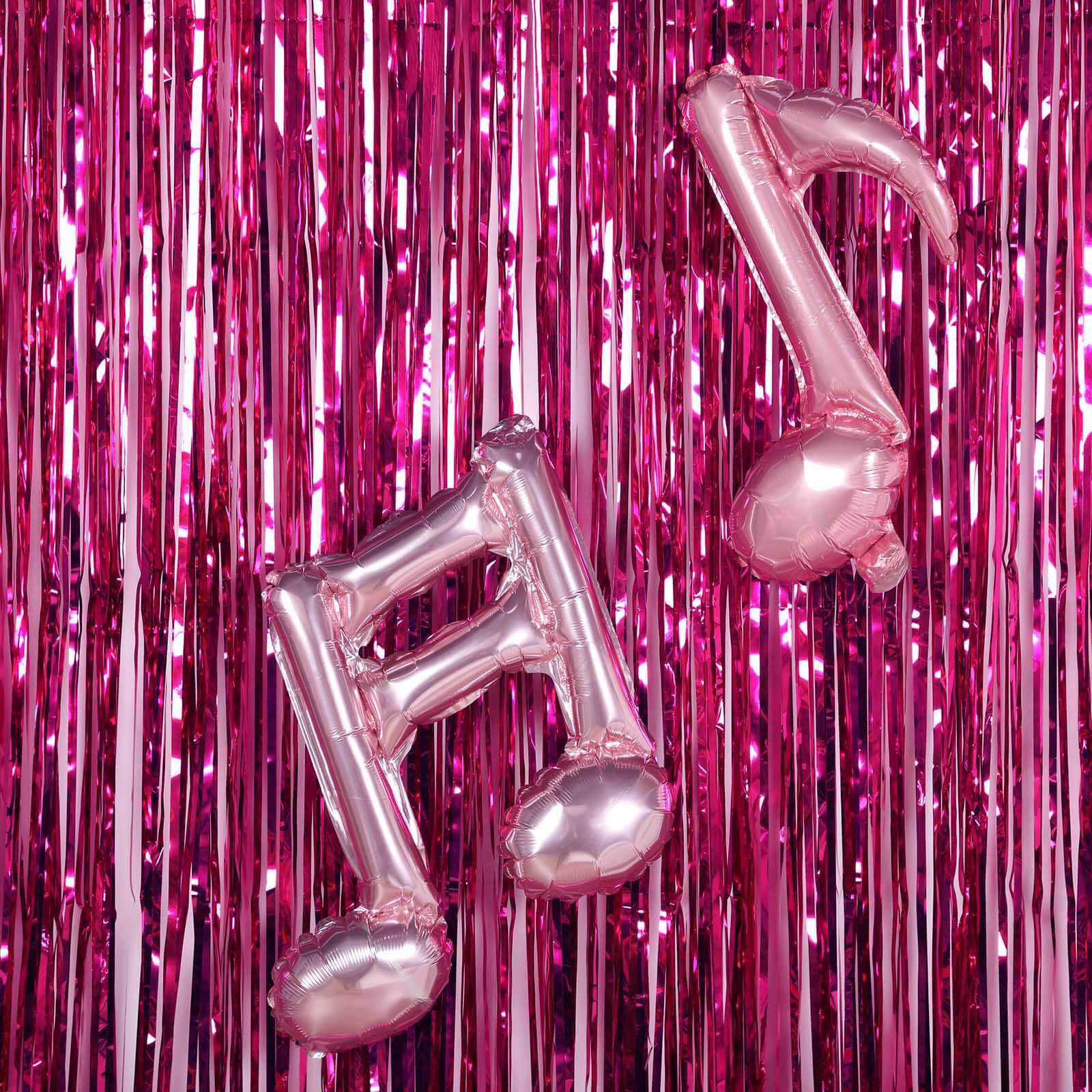 8ft Fuchsia Metallic Tinsel Foil Fringe Doorway Curtain Party Backdrop