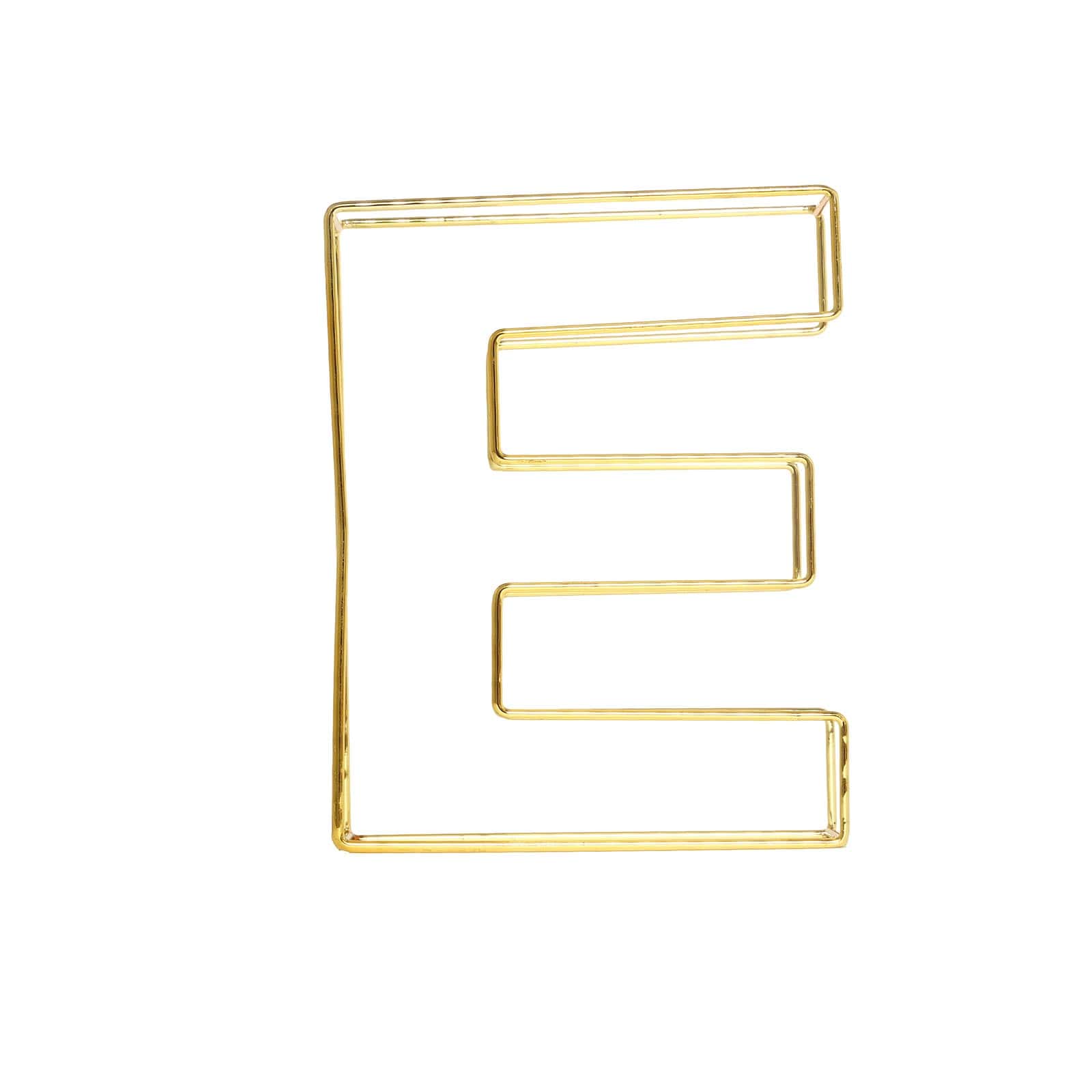8" Tall Gold Freestanding 3D Decorative Wire Letter, Wedding Centerpiece - E
