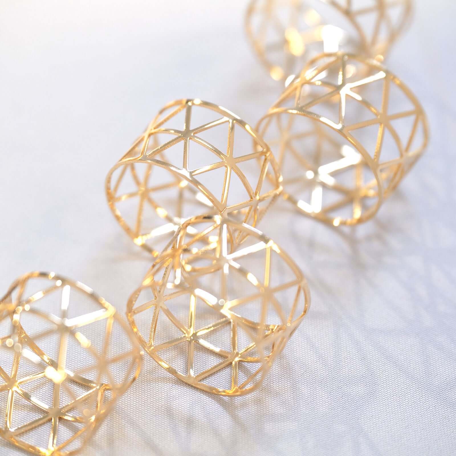 5 Pack Metallic Gold Geometric Napkin Rings, Paper Napkin Holders