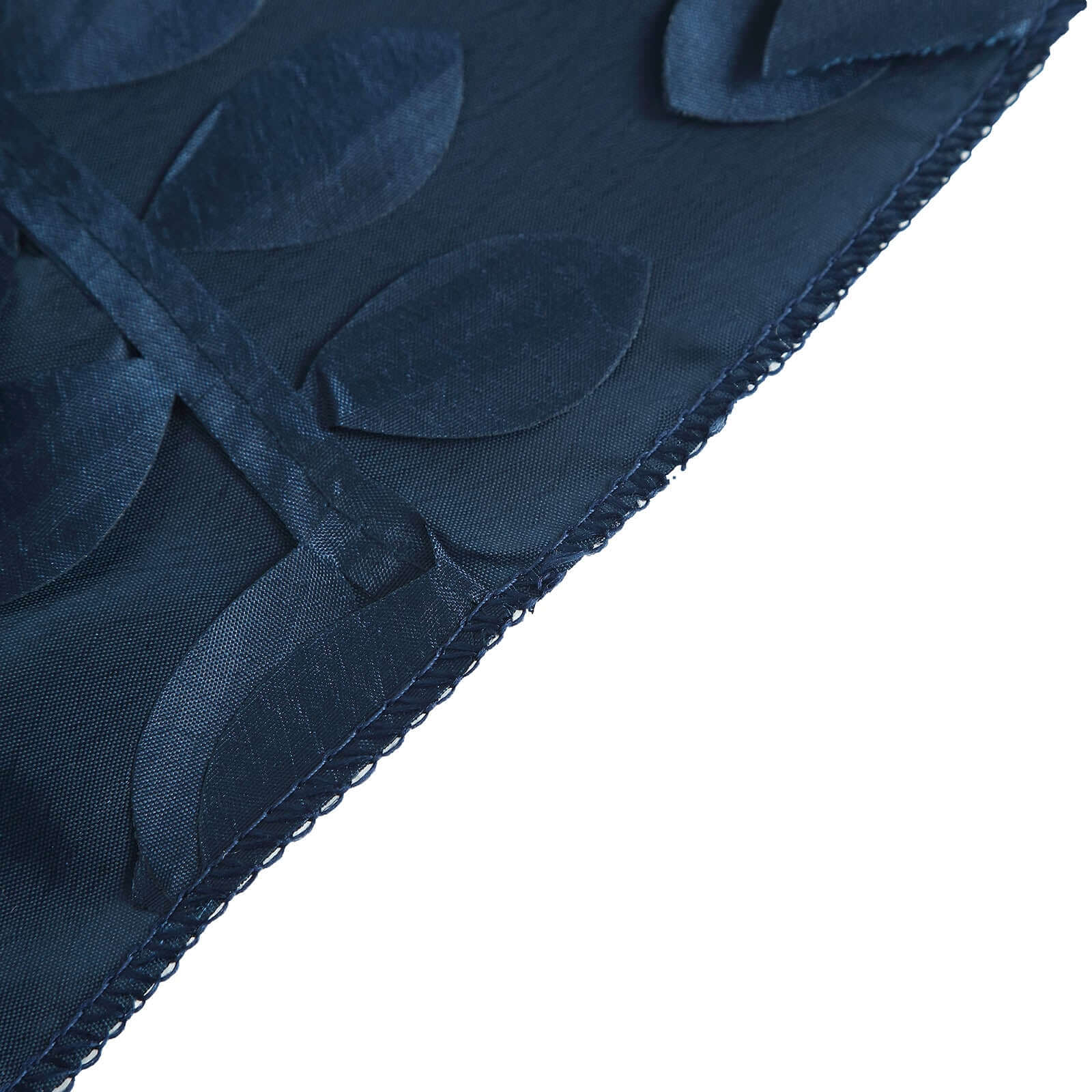 Taffeta 90"x156" Rectangle Tablecloth Navy Blue | 3D Leaf Petal Design Seamless Table Cover