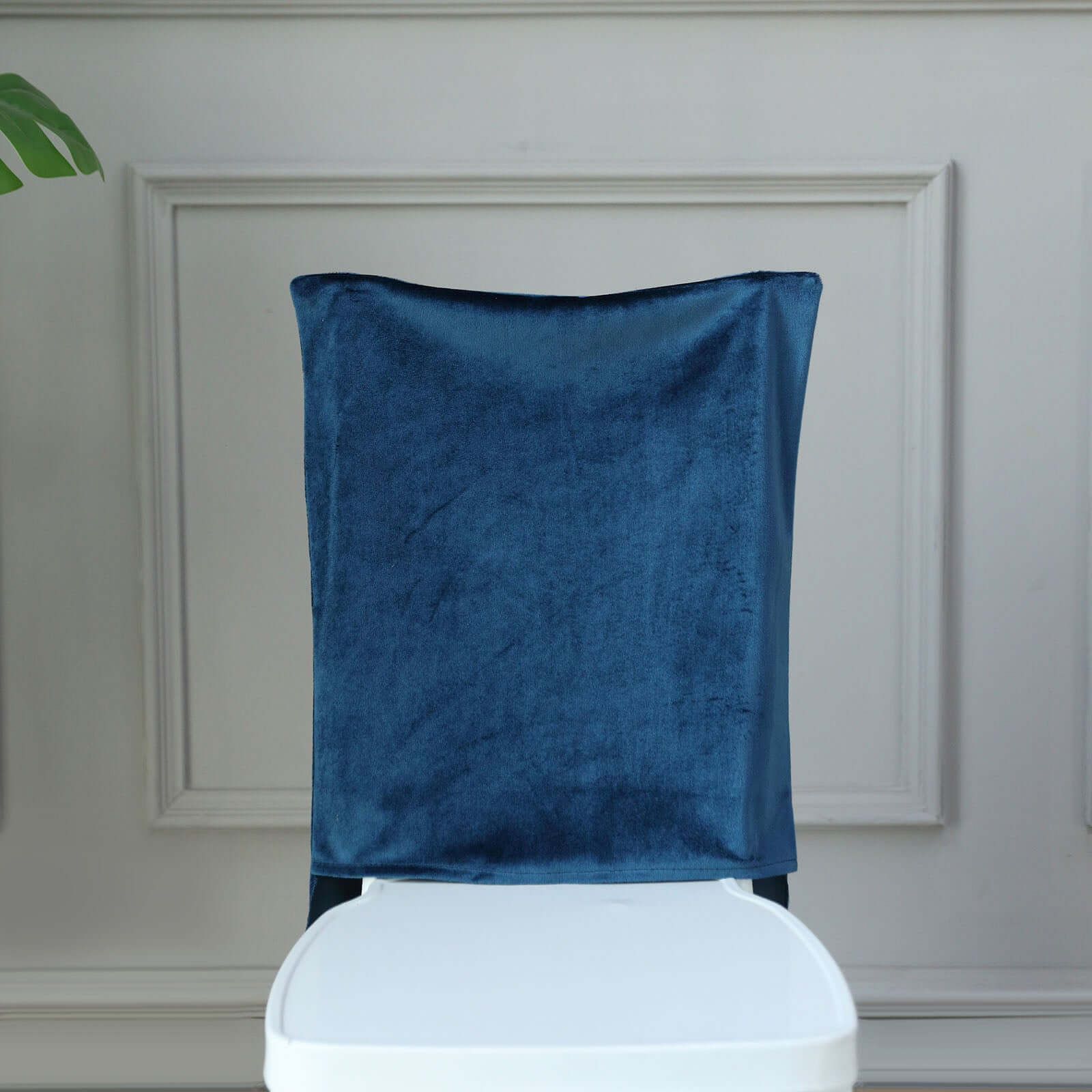 Velvet Chair Back Slipcover for Chiavari Chairs Navy Blue - Soft and Smooth Solid Chair Back Cover Cap