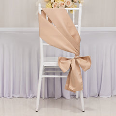 5 Pack Lamour Satin 6"x106" Chair Sashes Nude - Stylish Reusable Decorative Bows