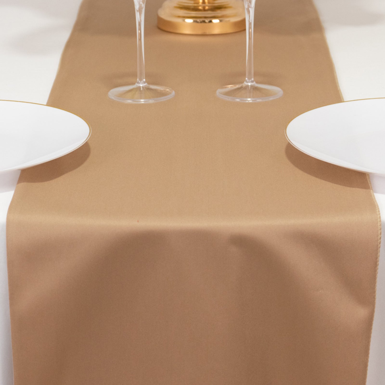 Scuba Polyester 12"x108" Table Runner Nude - Wrinkle-Free Table Linen