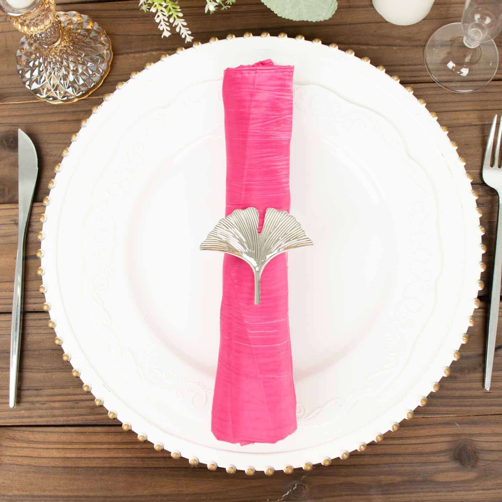 5 Pack Taffeta 20"x20" Napkins Fuchsia Accordion - Accordion Crinkle Dinner Napkins