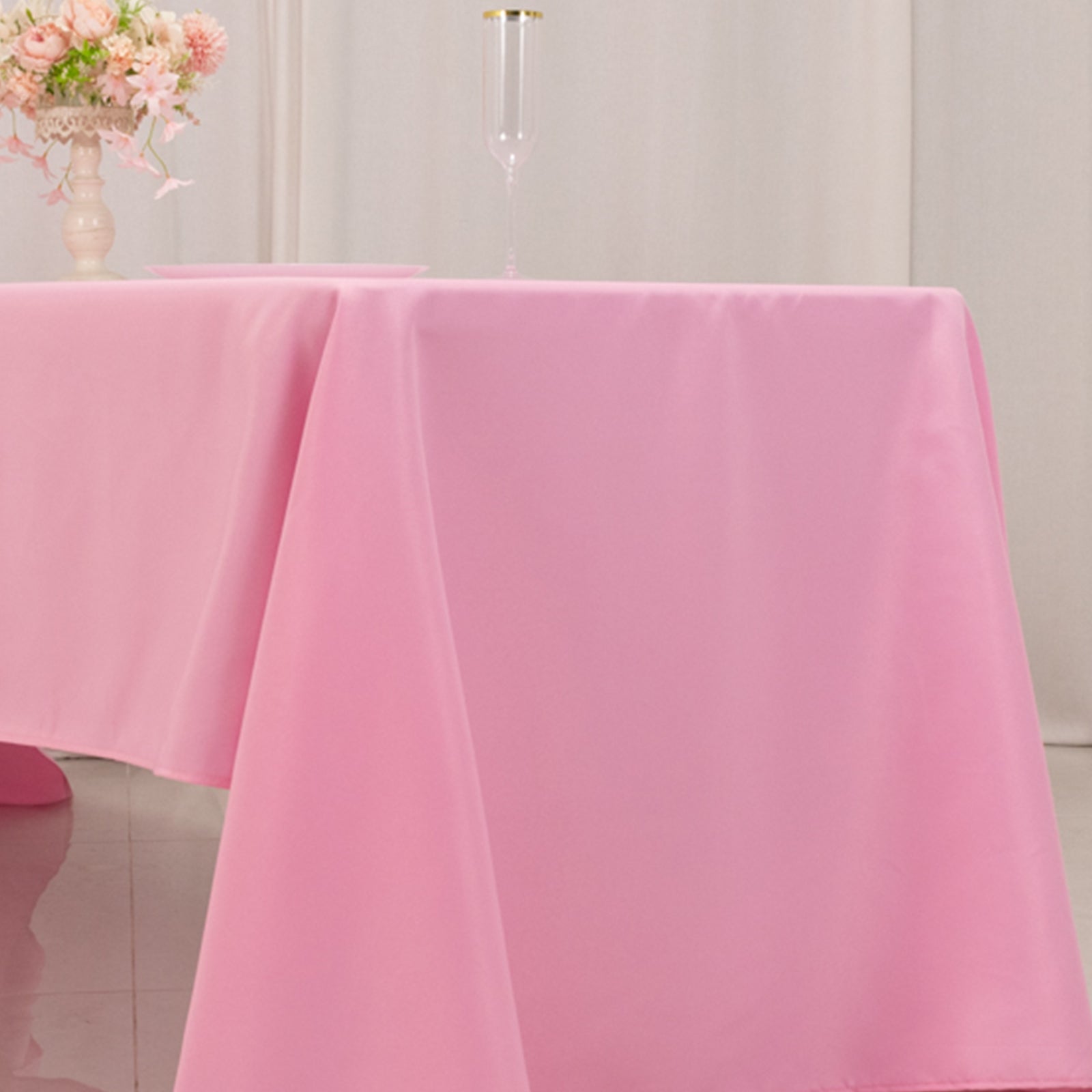 Premium Polyester 60"x126" Rectangle Tablecloth Pink - Stain-Resistant 220GSM Finish Table Cover