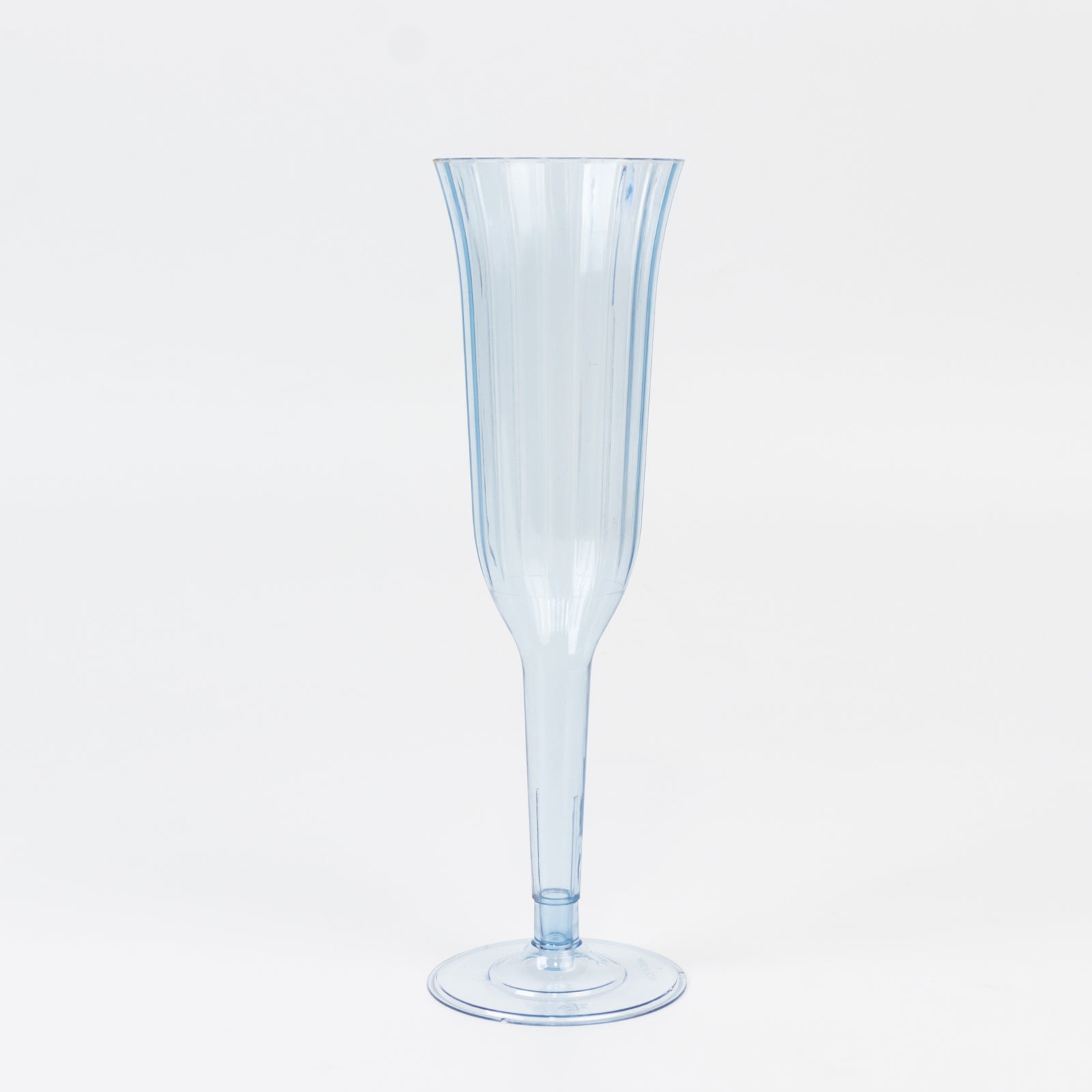 24-Pack Plastic Champagne Flutes Transparent Dusty Blue Flared Design - Lightweight Disposable Toasting Glasses 6oz