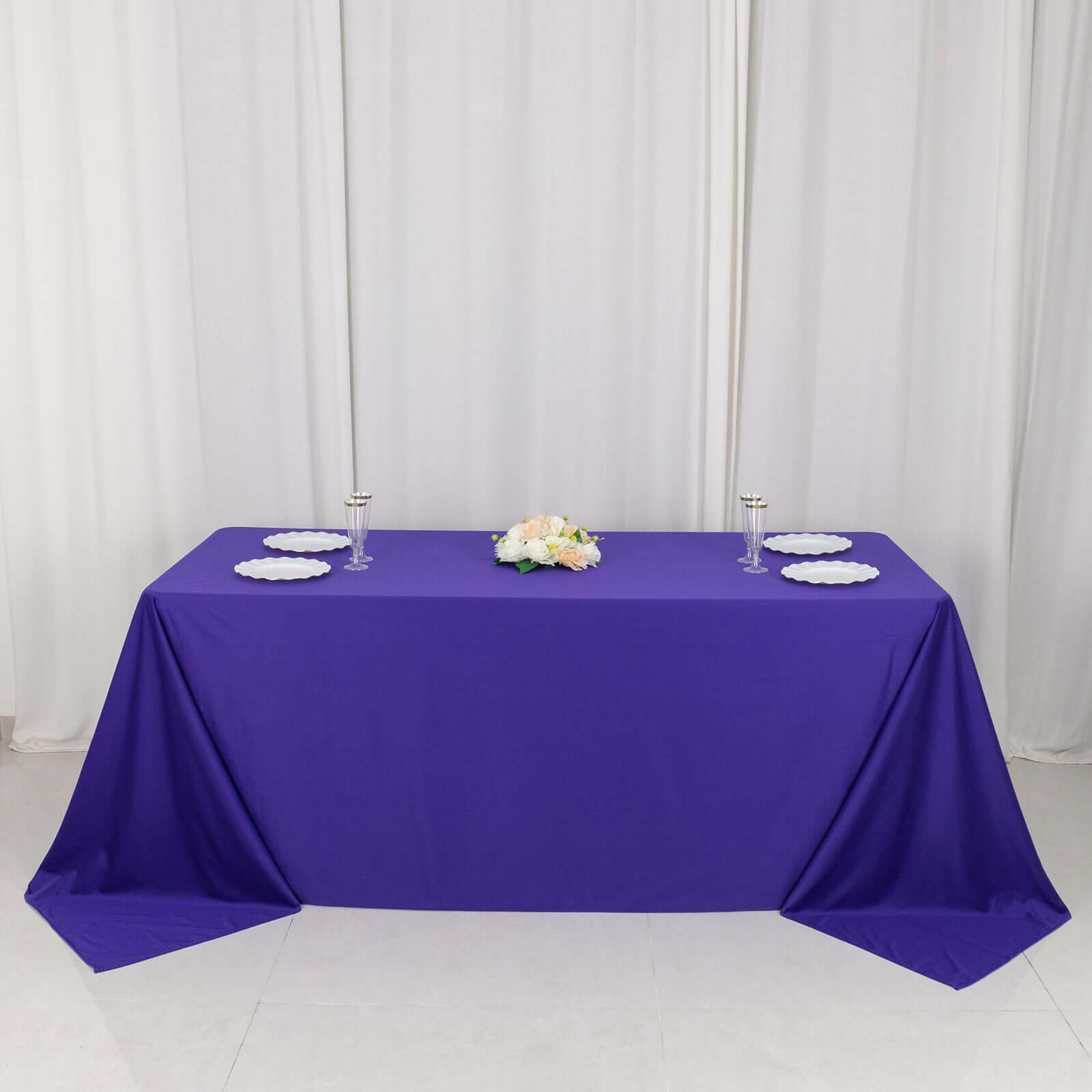 Scuba Rectangular 90"x132" Tablecloth Purple - Wrinkle Free, Stain Resistant & Seamless Table Cover