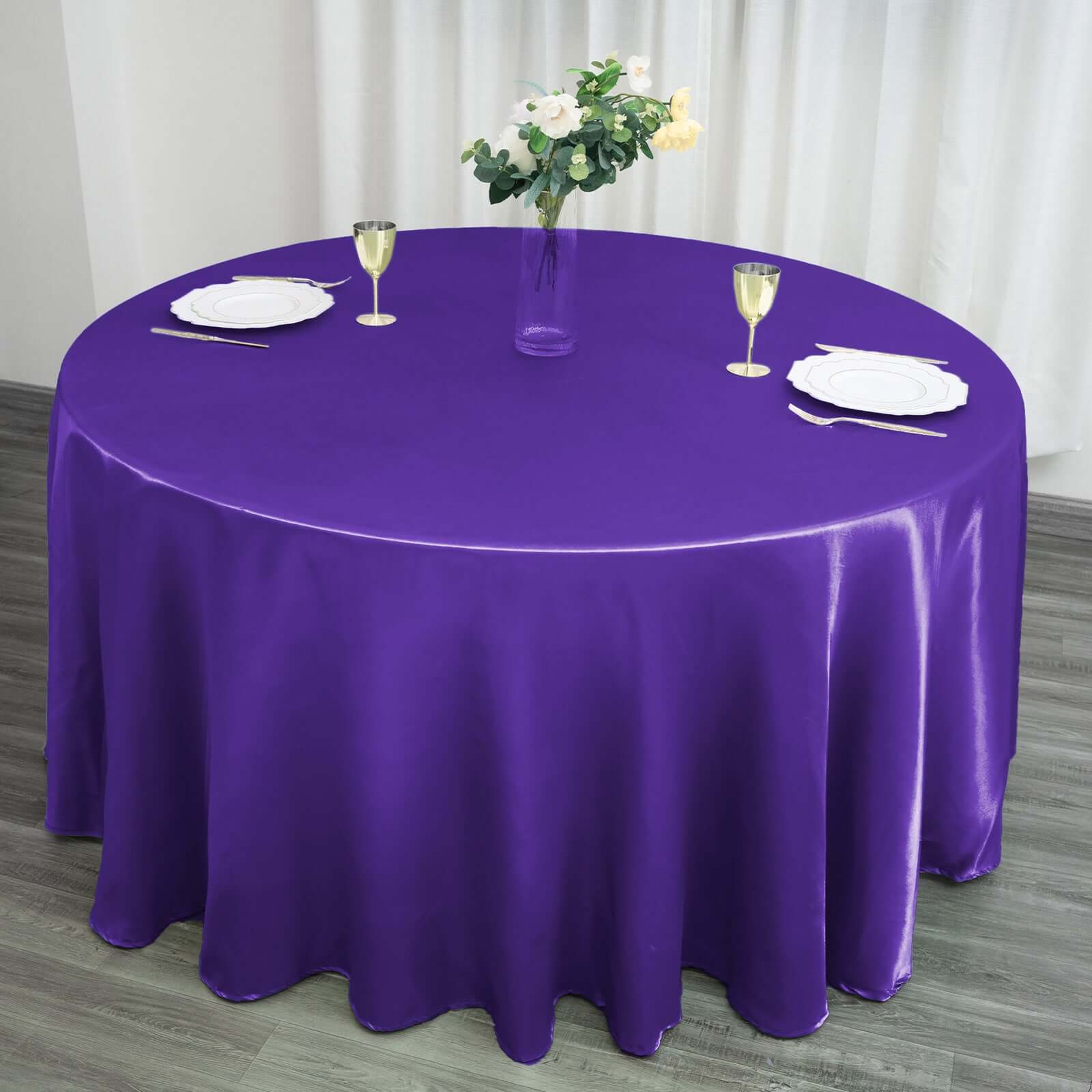 Satin 120" Round Tablecloth Purple - Stylish Seamless Table Cover