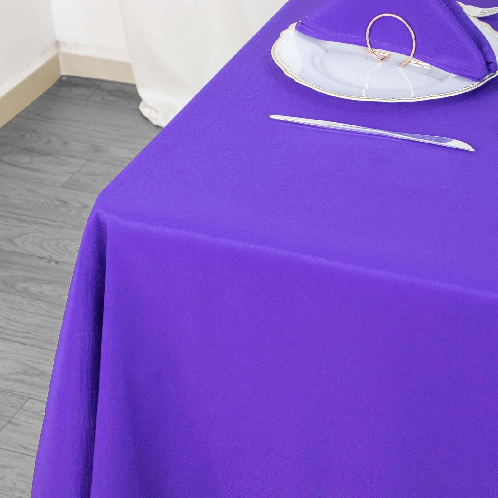 Premium Polyester Square Tablecloth 70"x70" Purple 220GSM Wrinkle-Resistant Table Cover