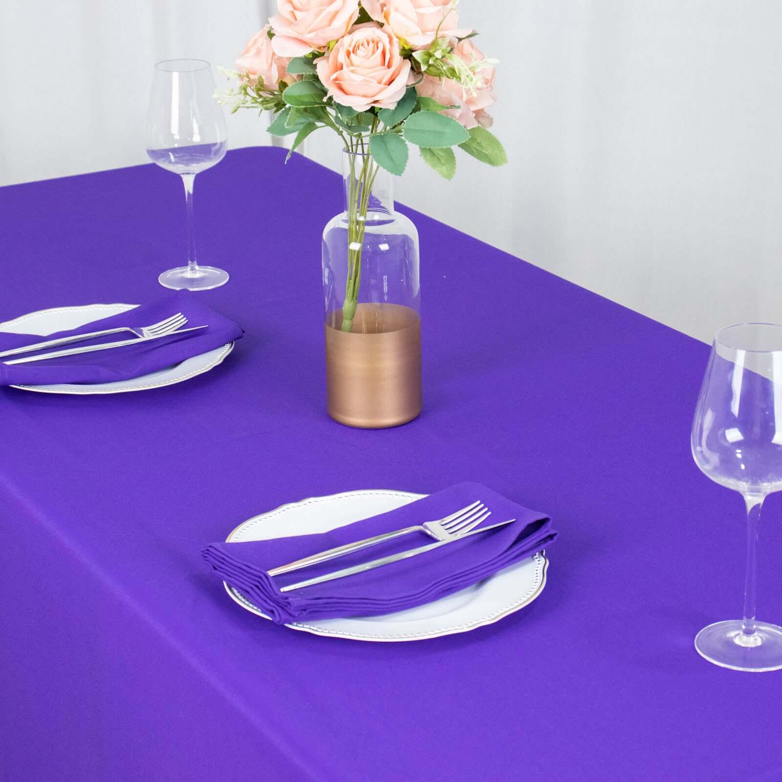 Premium Polyester 90"x132" Rectangle Tablecloth Purple - Seamless 220GSM Stain-Resistant Table Cover