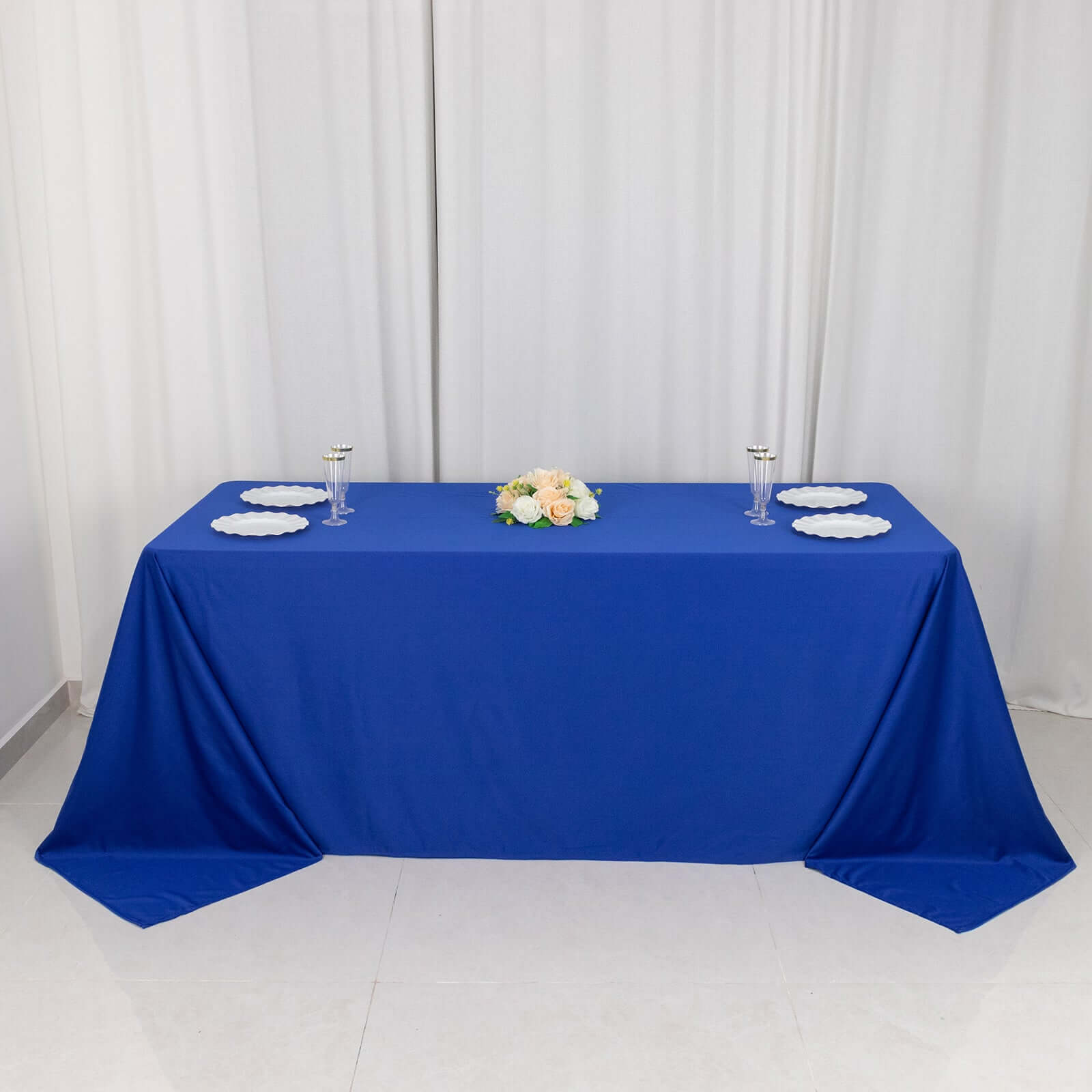 Scuba Rectangular 90"x132" Tablecloth Royal Blue - Wrinkle Free, Stain Resistant & Seamless Table Cover