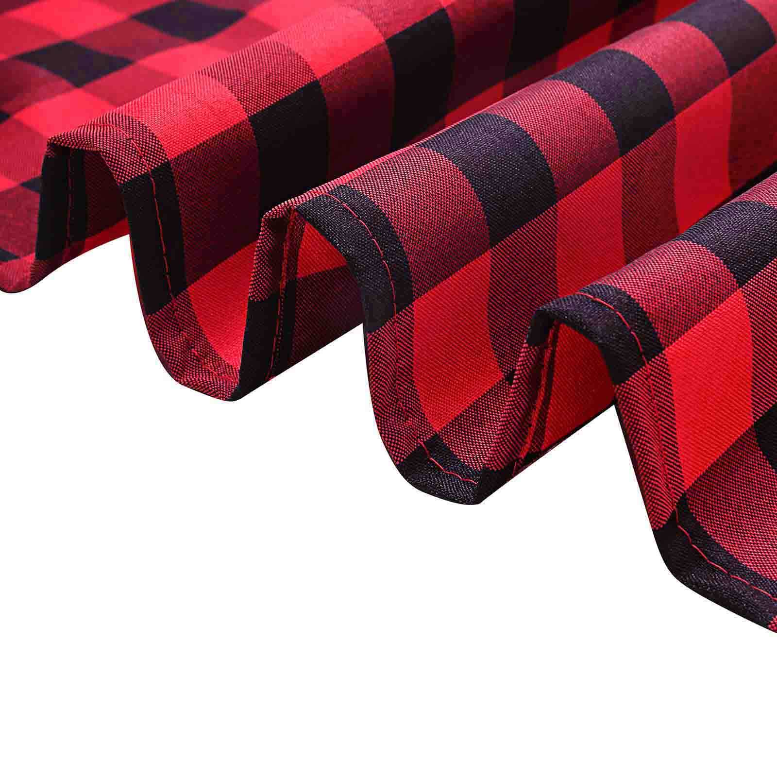 5 Pack Polyester Chair Sashes Black/Red Buffalo Plaid - Durable & Reusable Chair Bows 6"x108"