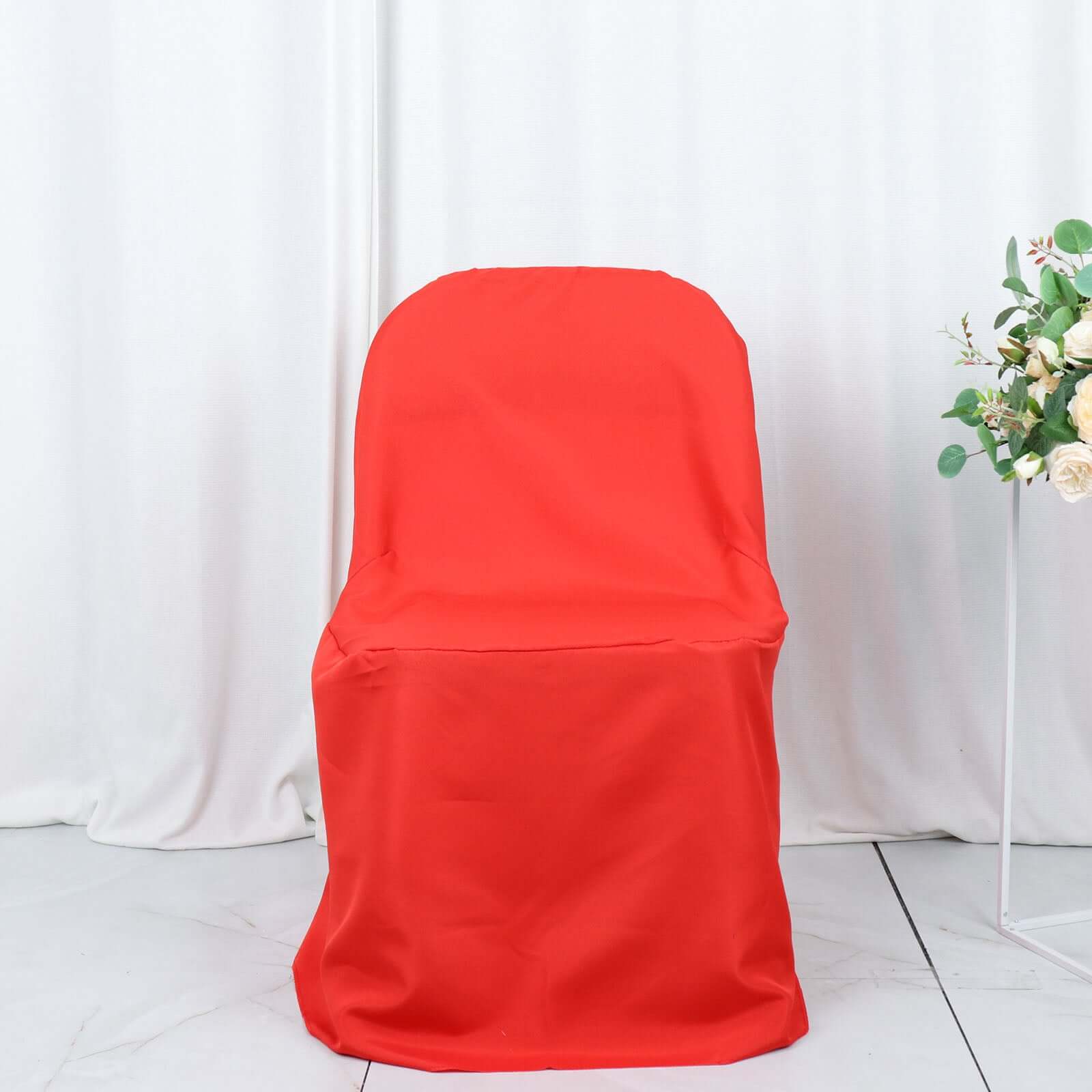 Polyester Slip On Folding Chair Covers Red - Stain-Resistant Reusable Durable Fabric