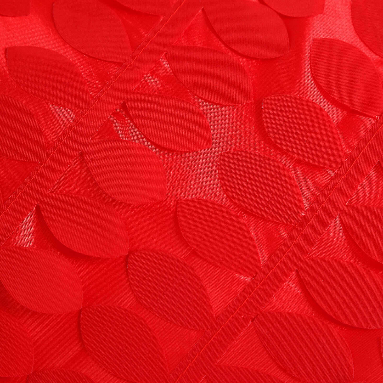 Taffeta 90"x156" Rectangle Tablecloth Red | 3D Leaf Petal Design Seamless Table Cover