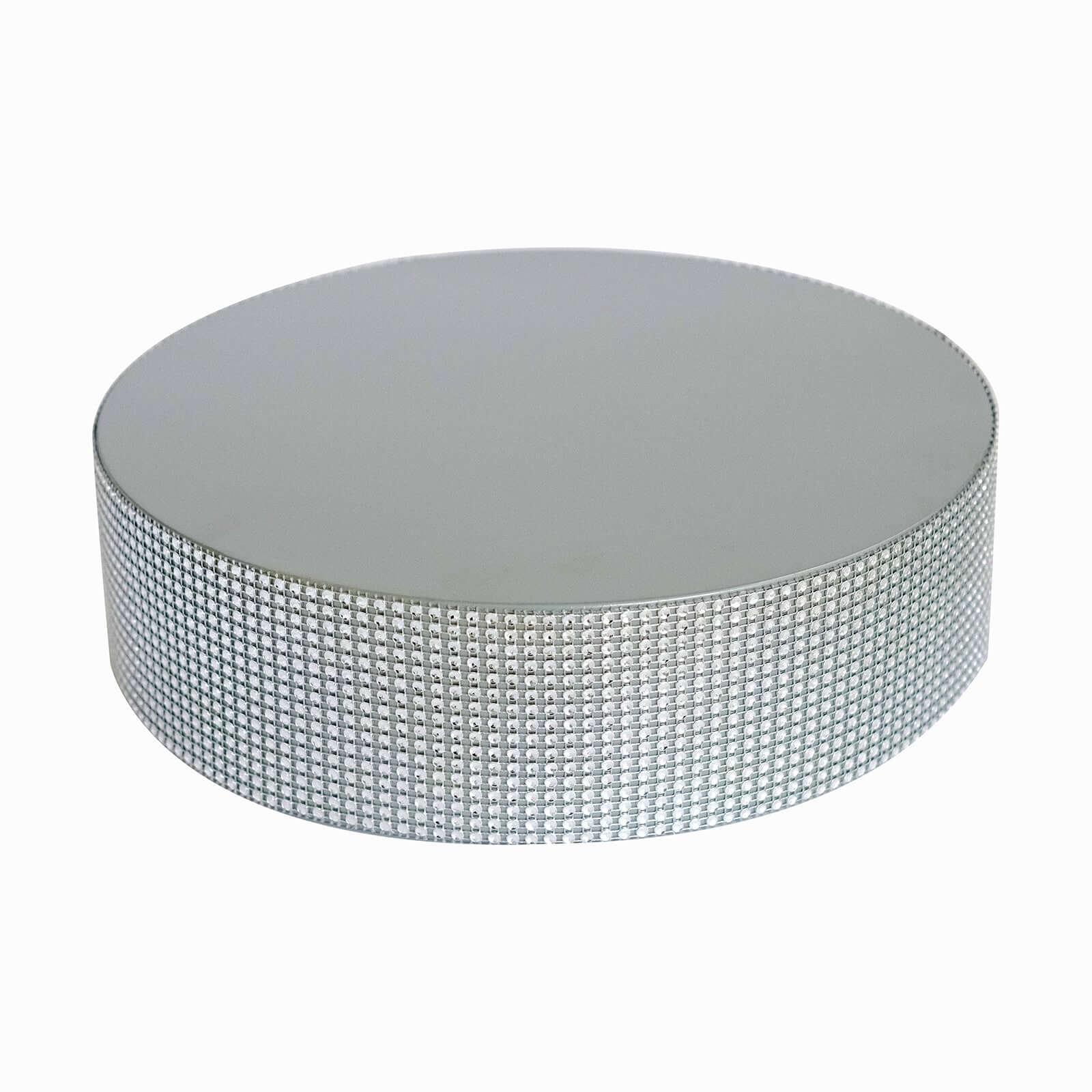 Metal Pedestal Cake Stand Round Design with Rhinestones Silver - Cupcake Holder and Dessert Table Centerpiece 12"