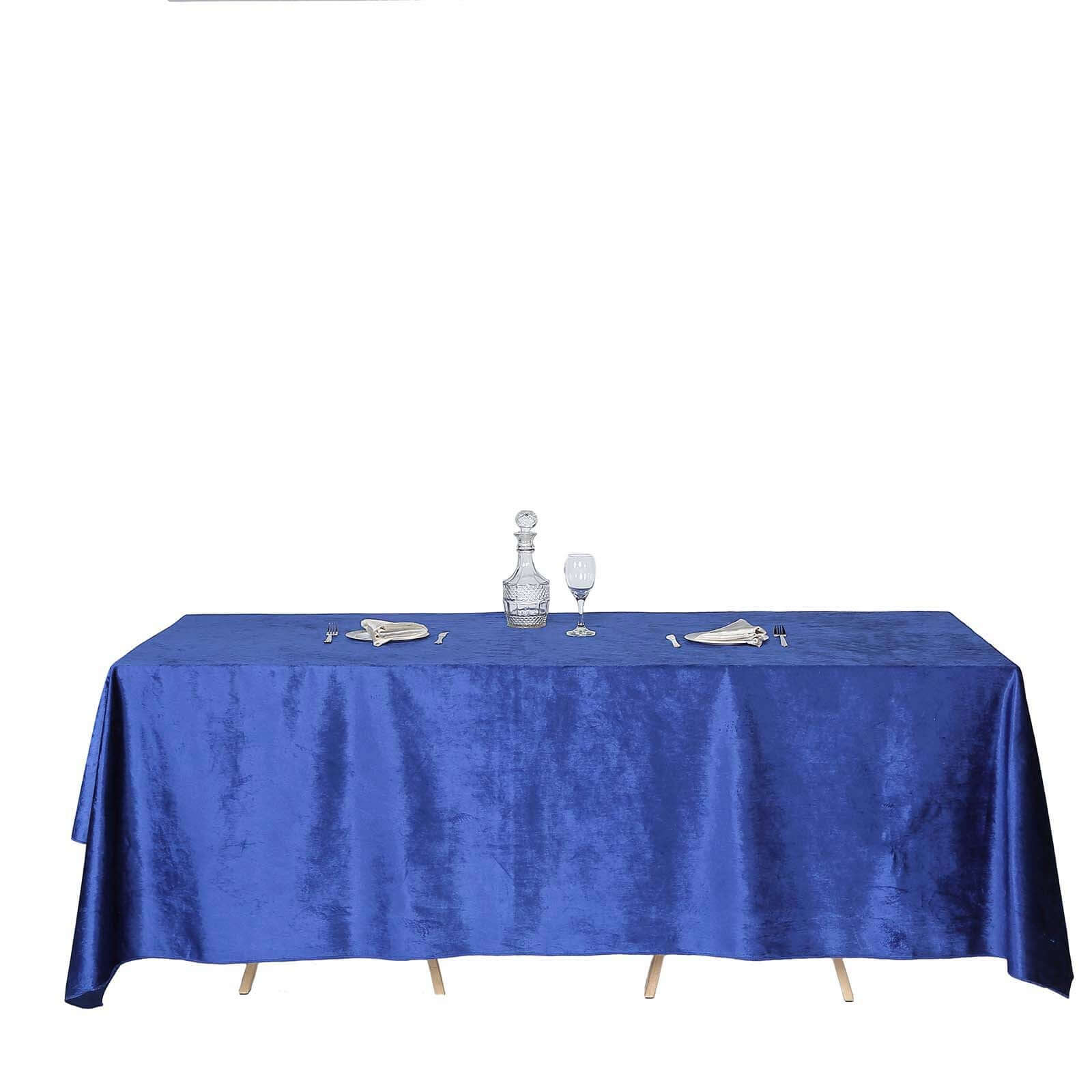 Premium Velvet 90"x132" Rectangle Tablecloth Royal Blue - Reusable Soft & Seamless Table Cover