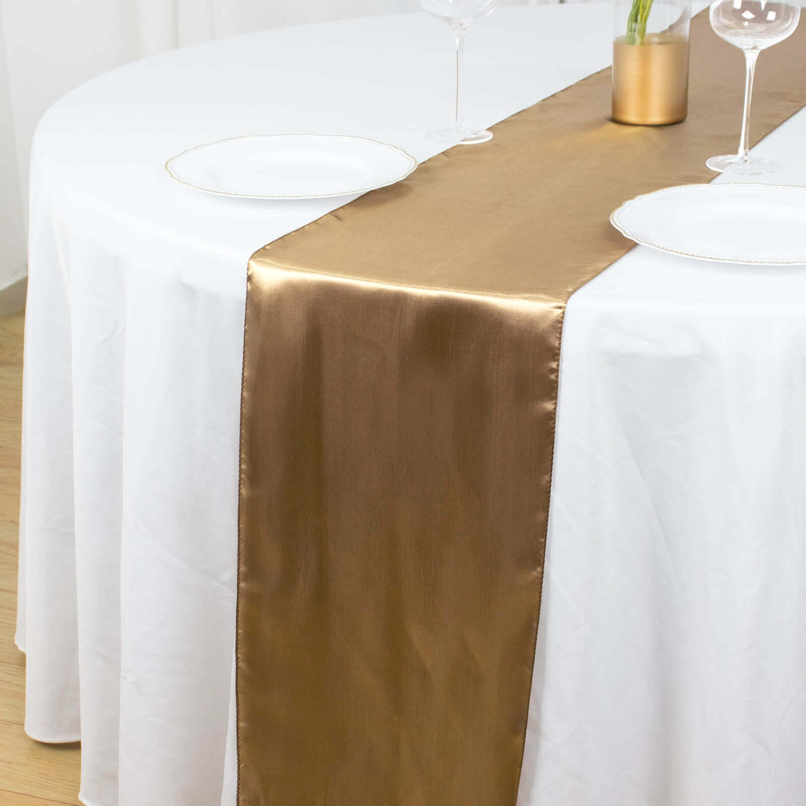 Satin 12"x108" Table Runner Taupe - Stylish Table Linen